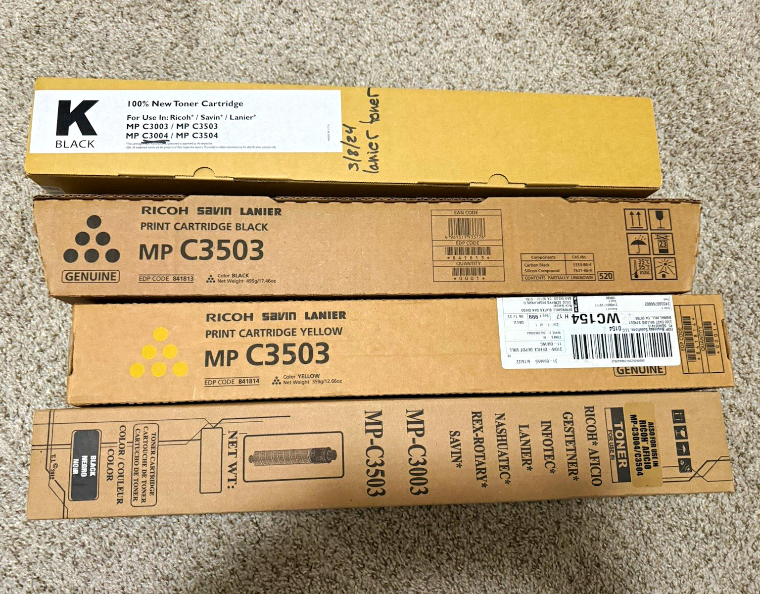 Ricoh / Lanier / Kyocera / Epson / HP Mixed Toner/Ink Lot MP C3503 CF237A M406