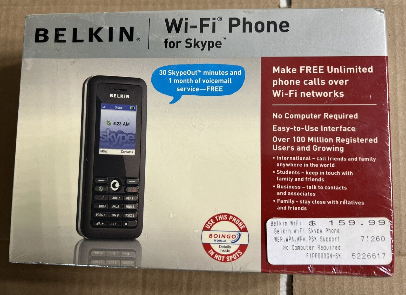 Belkin Wi-Fi Phone for Skype Vintage New factory sealed No computer reqd