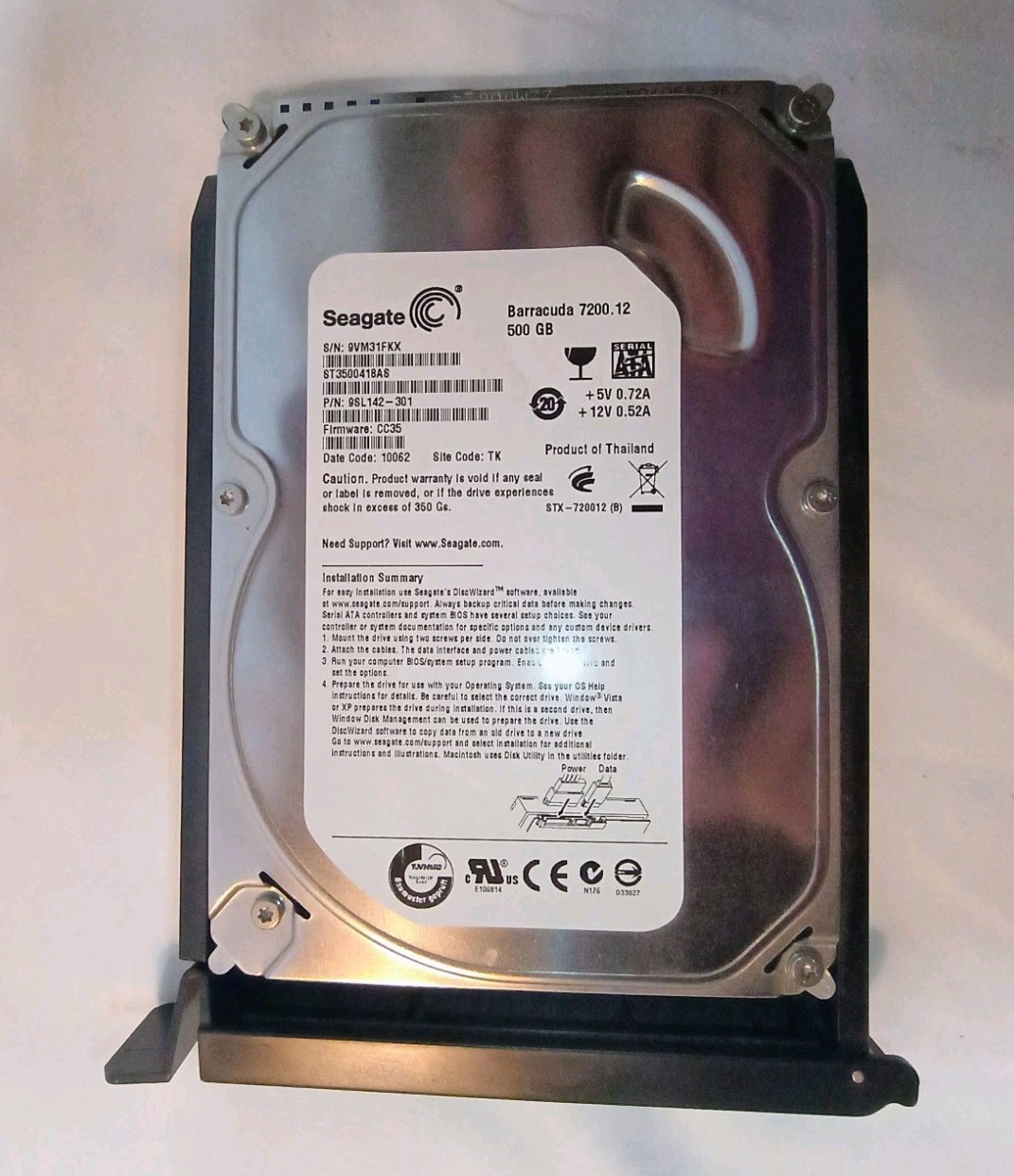 Seagate Barracuda 7200.12 500 GB, Internal, 7200 RPM, 3.5" HDD 