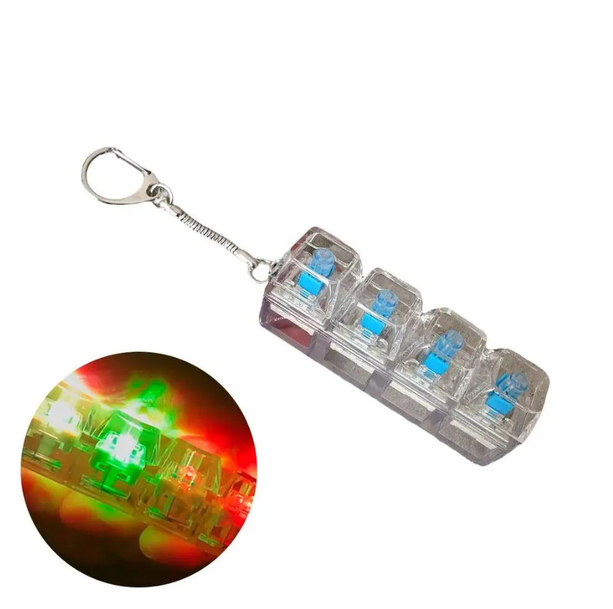 1pc 4-Key Mechanical Keyboard Tester Keychain LED Fidget Stress Relief Clicker
