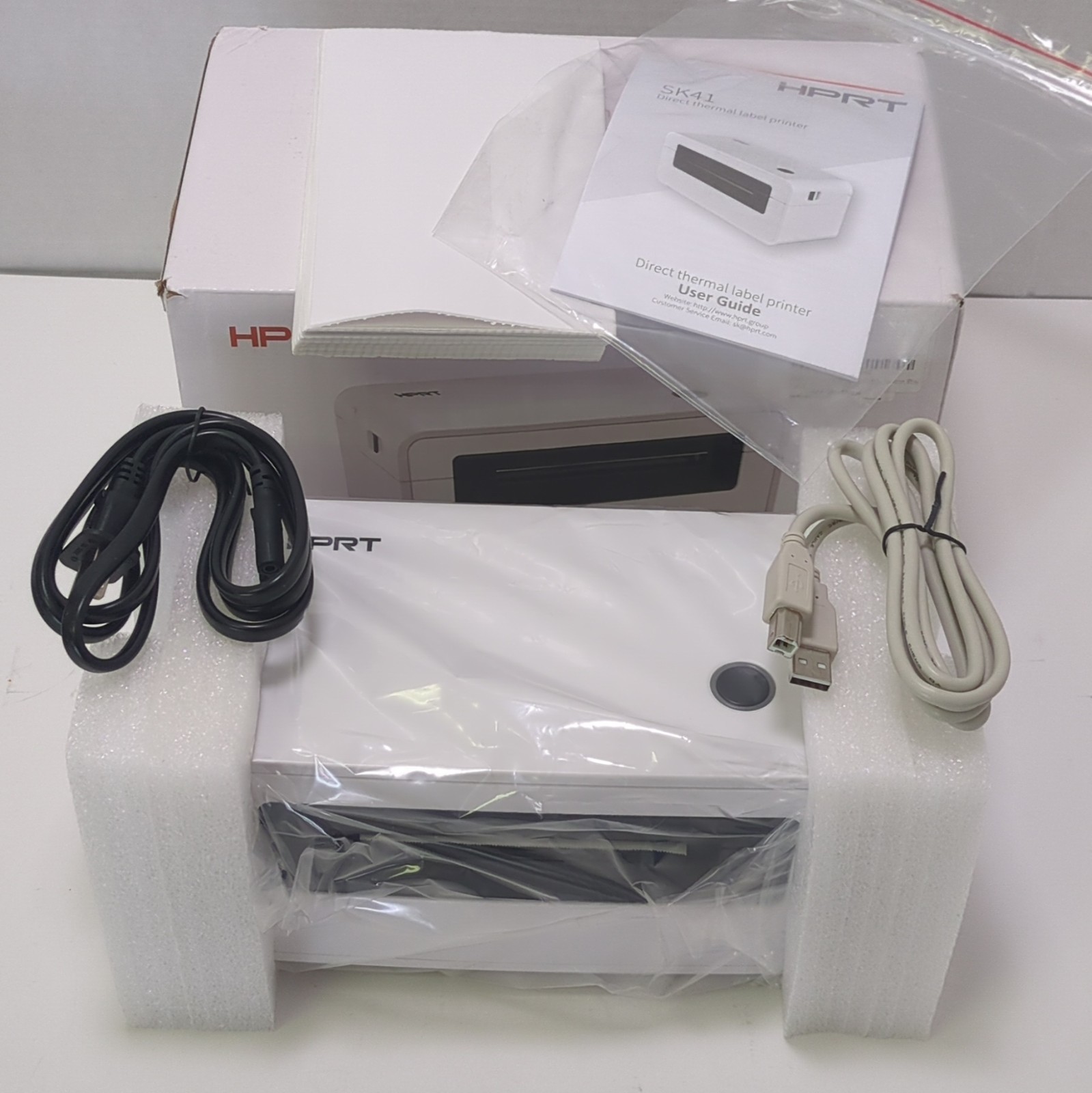 HPRT SK41 White Thermal Label Printer High Speed Portable Direct Thermal USB