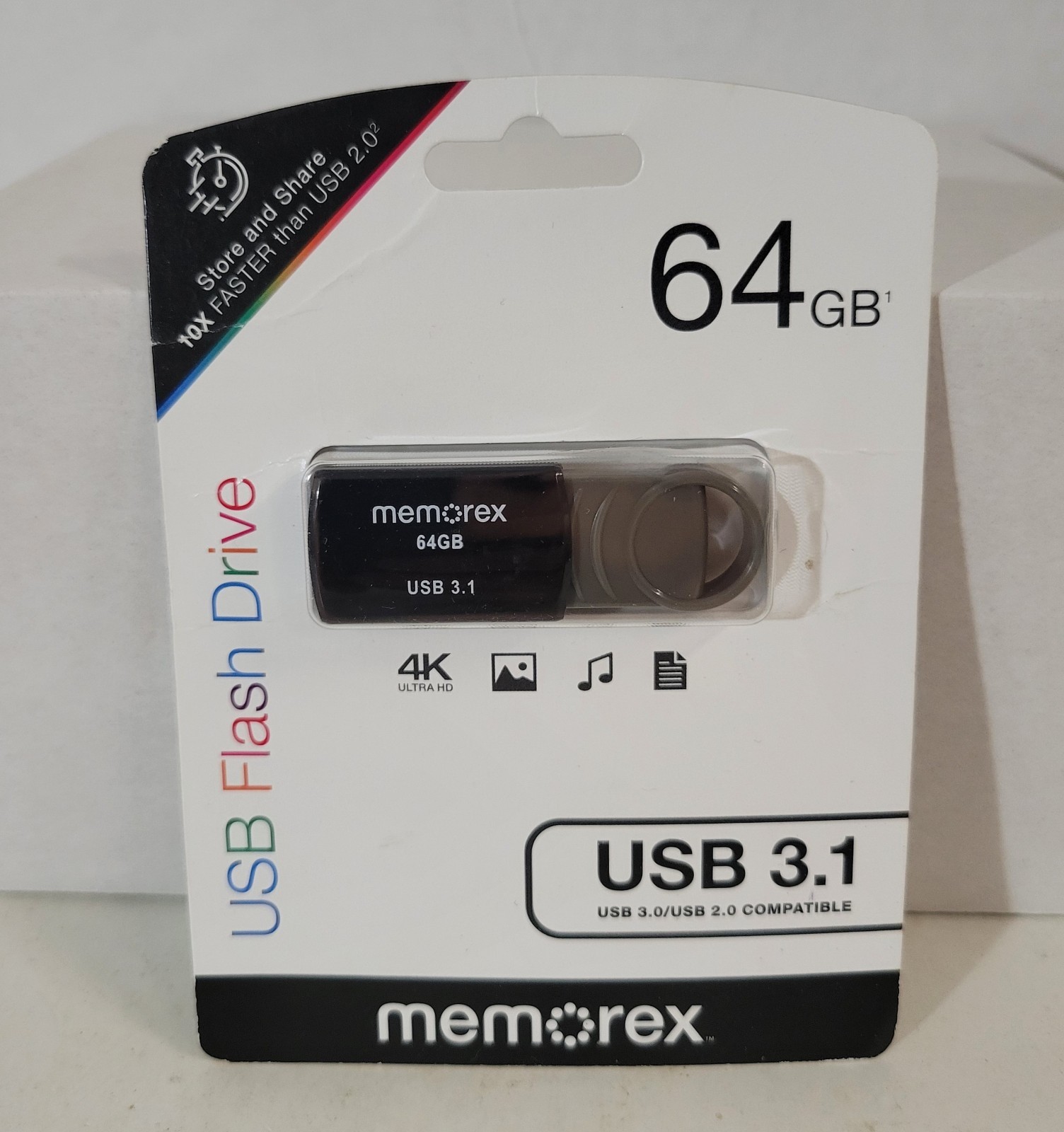 Memorex 64GB USB 3.1 Black Flash Drive New