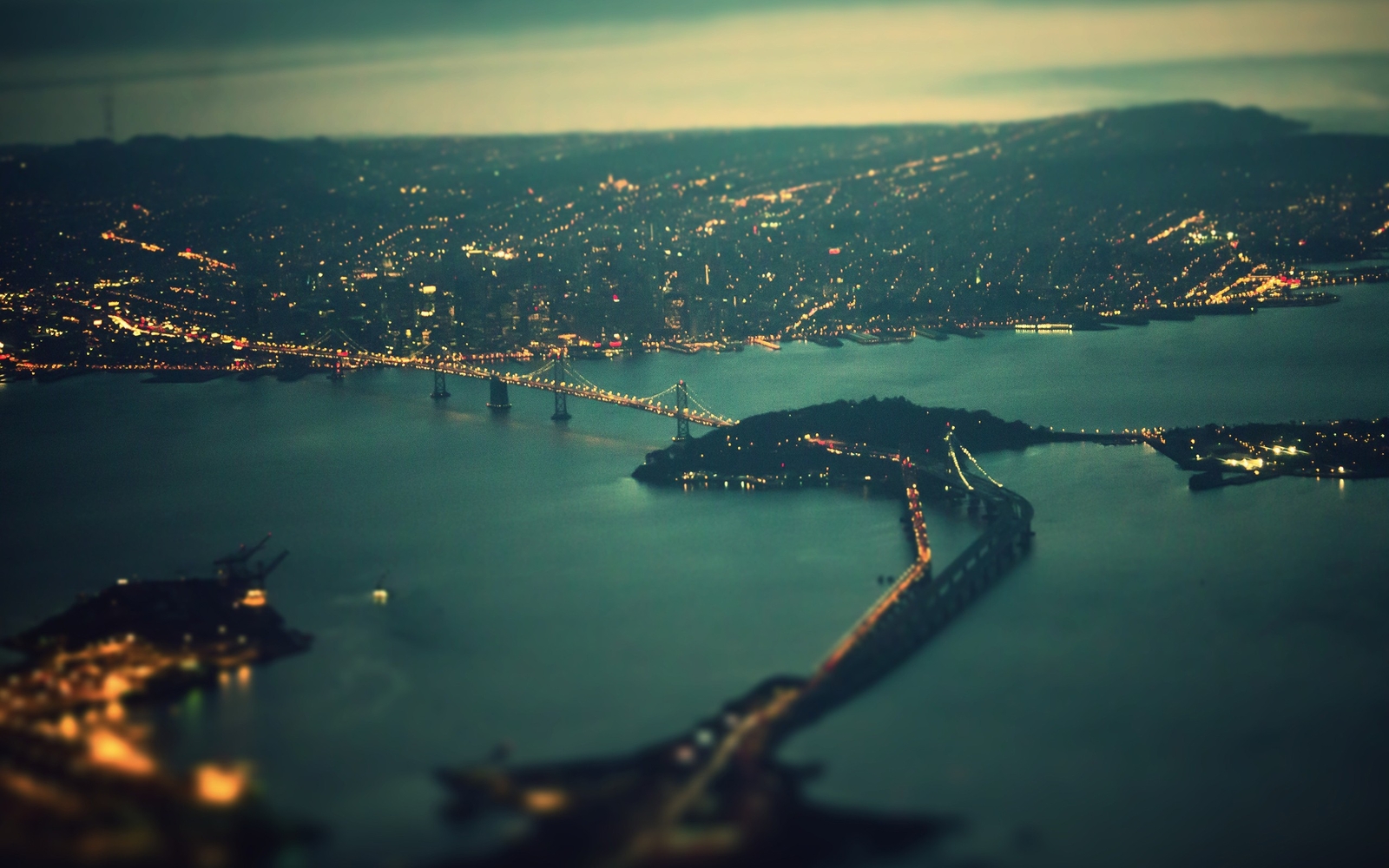 Landscape bridge san francisco usa city lights cityscape Custom Gaming Mat Desk
