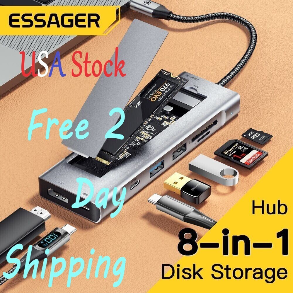 High Speed Portable Hub Docking Station PD 100W Charge M.2 Enclosure 10GBPS Hub