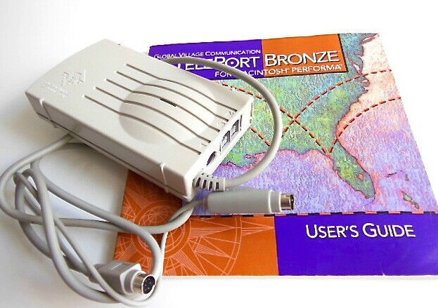 FAX Modem Teleport Bronze Apple OS 7.1 / 7.5 + PPC Global Village 1993 Vintage