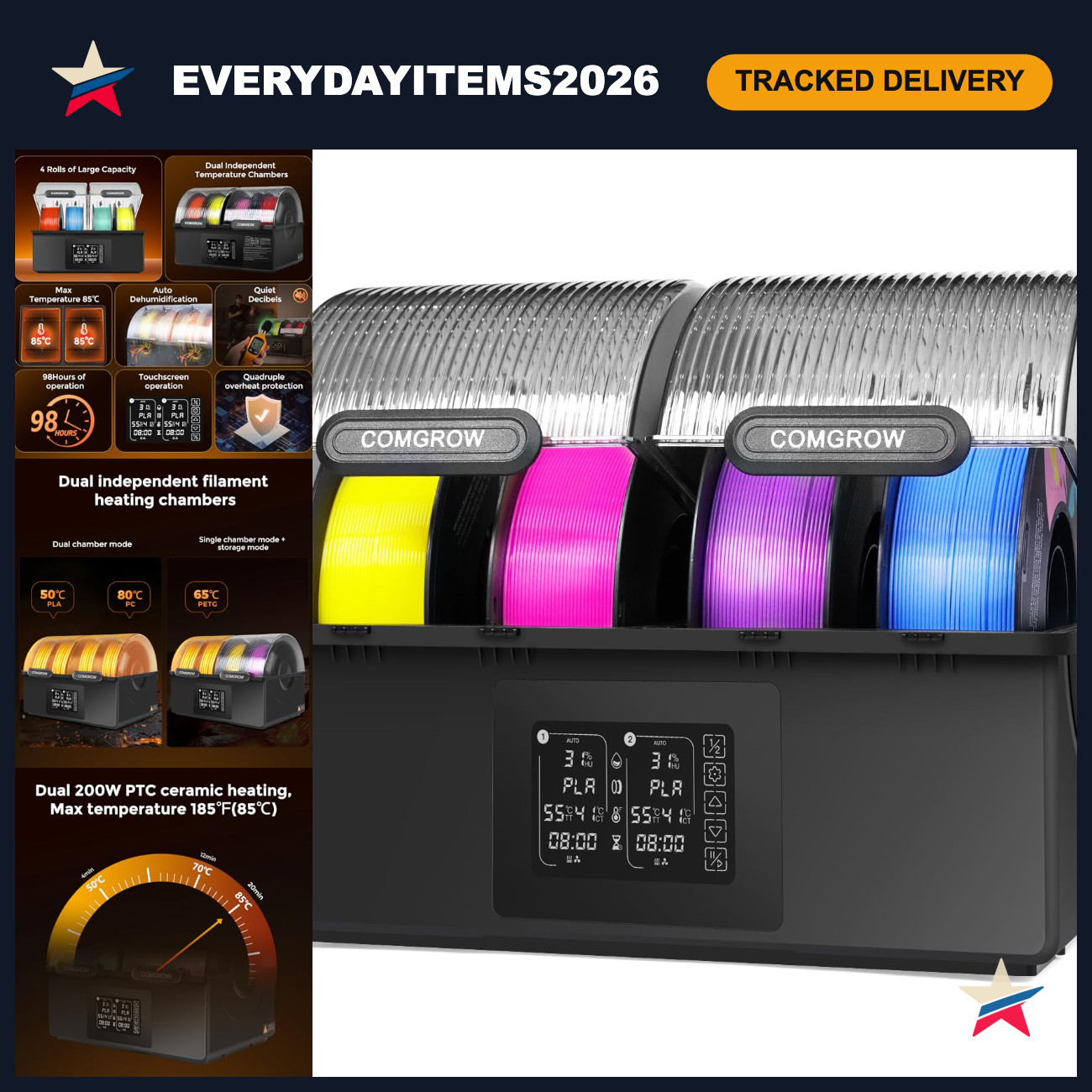4-Spool Filament Dryer & Storage Box for 3D Printing - Essential Filament Care