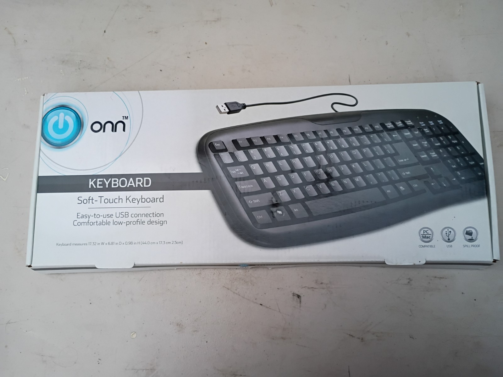 ONN USB Connected Soft-Touch Wired Keyboard - Black