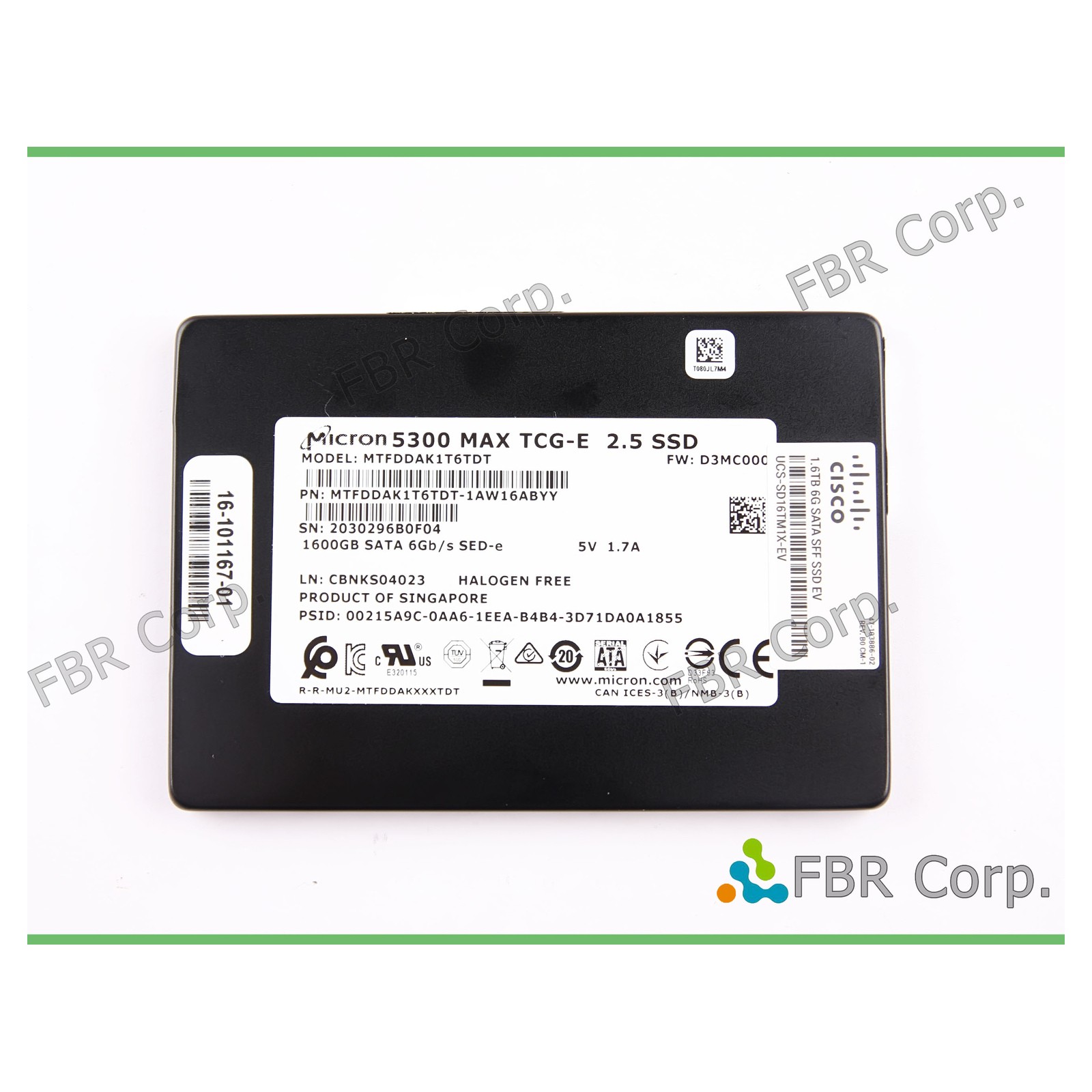 100% Micron Cisco 1.6TB 5300 MAX MTFDDAK1T6TDT 2.5" SATA 3 6Gb/s TCG-E SED-e SSD