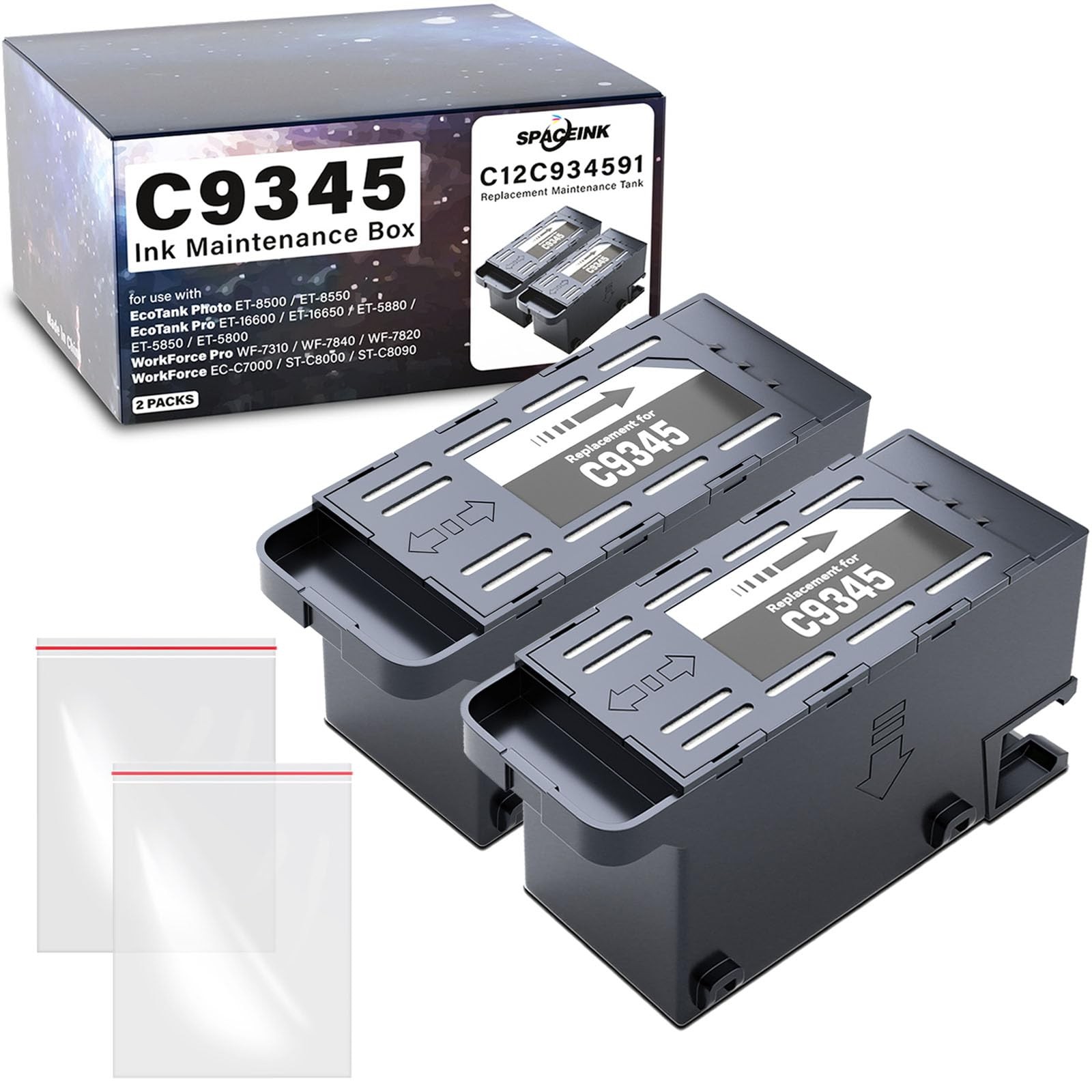 2 Pack C9345 Ink Maintenance Box Set for ET-8550 ET-5850 ET-16600 ET-16650