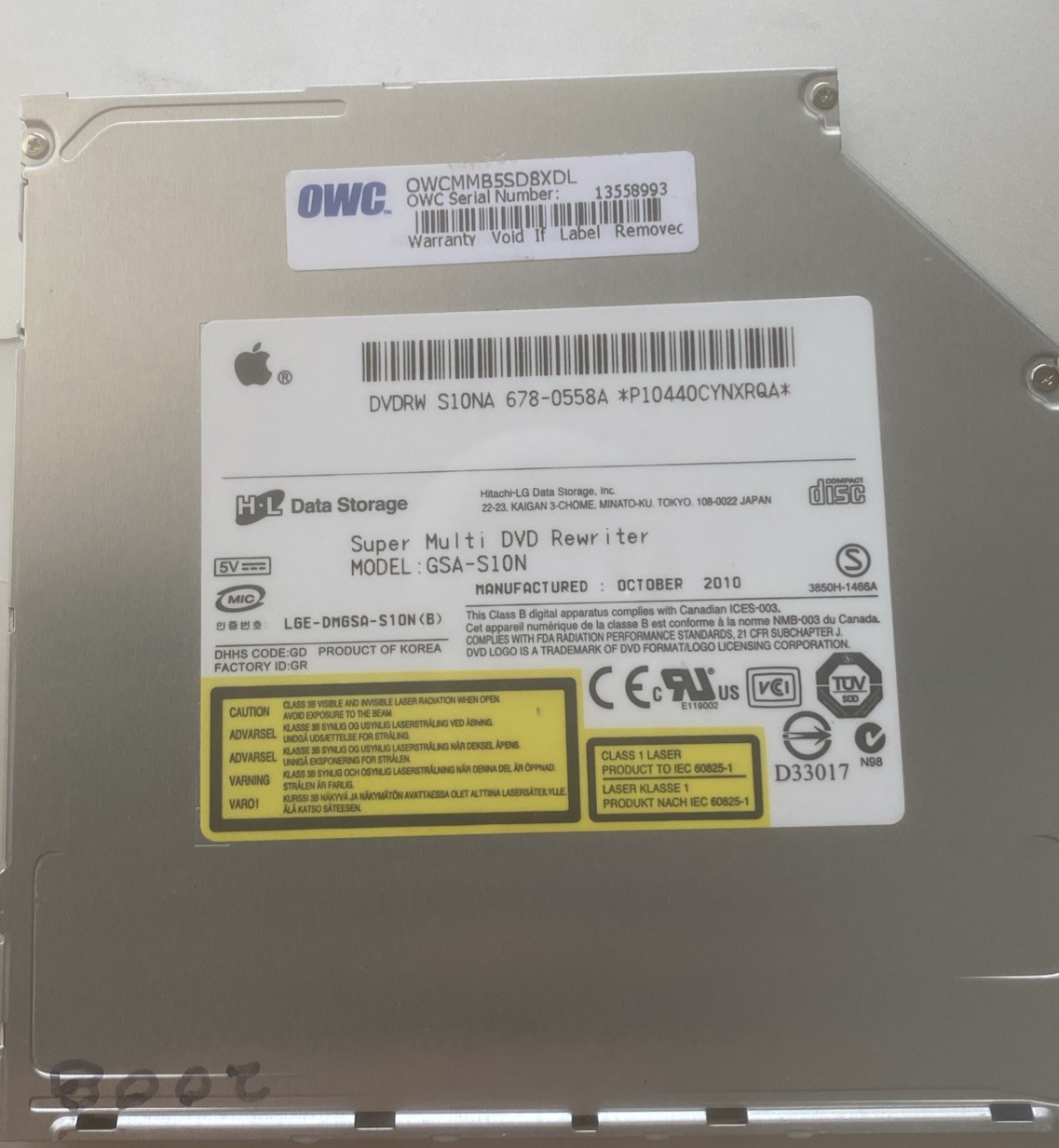 New. DVDRW 678-0558A G-SA-S10N MULTI DVD REWRITER DVD CD ROM Apple Macbook. NEW.