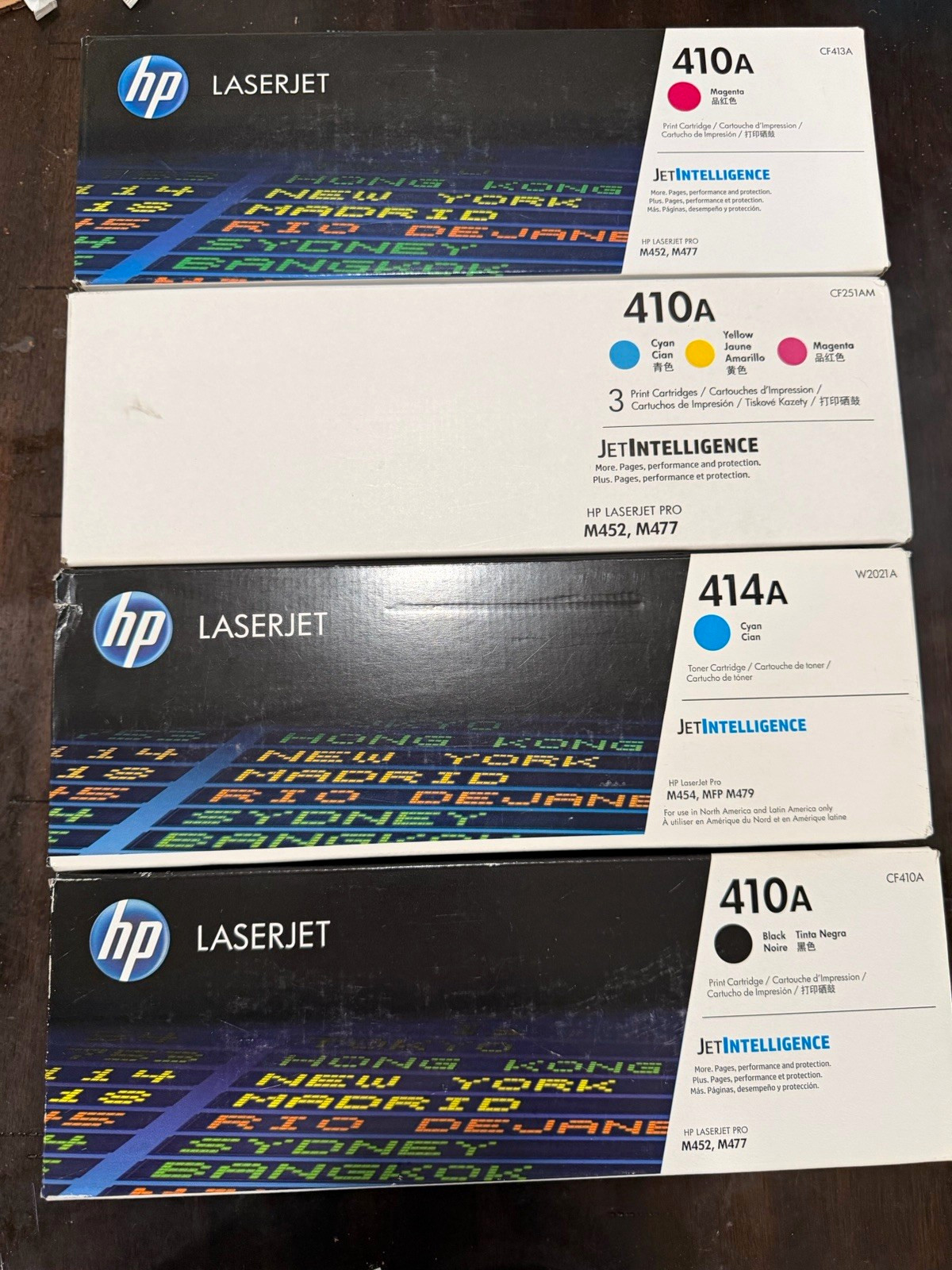 HP Genuine 410A Toner Set Black Cyan Magenta CF410A CF413A CF251AM