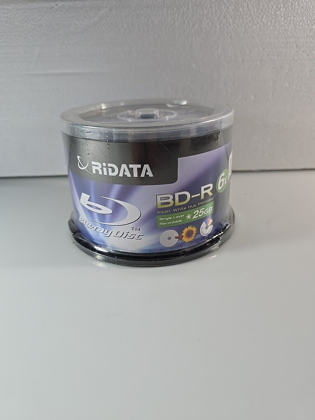 50-PK Ritek Ridata 6X White Inkjet Hub Printable BD-R Blu-Ray Blank Disc