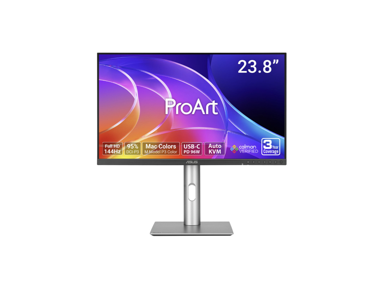 ASUS ProArt 24 inch Full HD 144Hz IPS USB-C Auto KVM with Height Adjustable & Pi