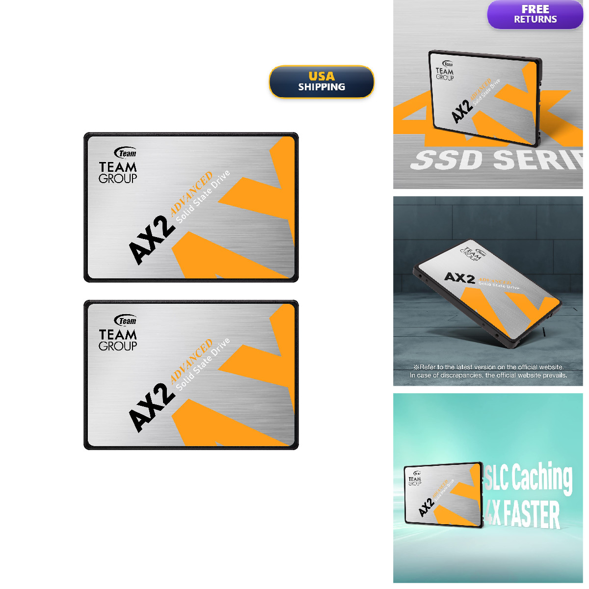 Teamgroup Ax2 2Tb 2 Pack 3D Nand Tlc 2.5 Inch Sata Iii Internal Solid State