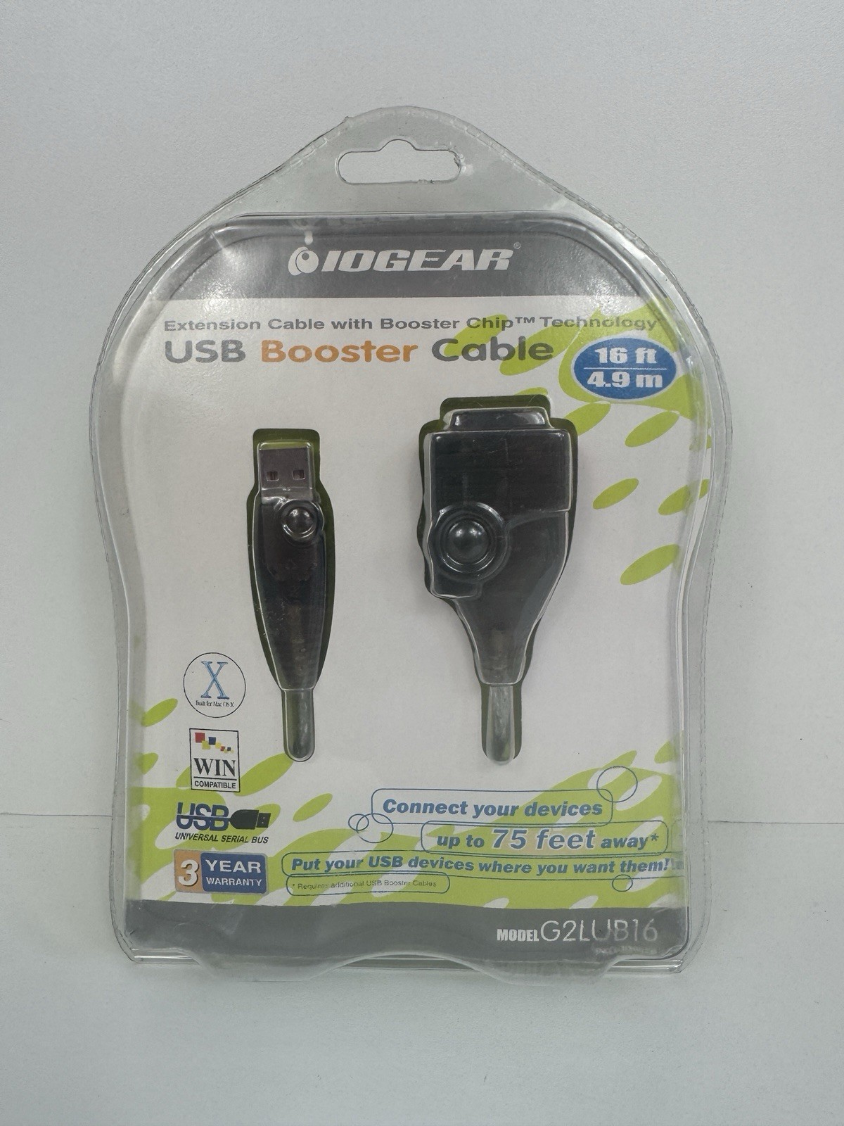 IOGEAR G2LUB16 USB Booster Cable 16ft 4.9m Active Extension Cable New Sealed