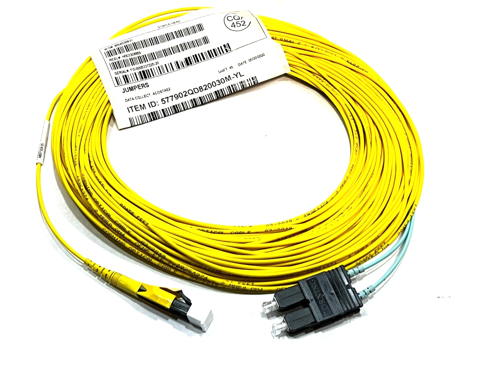CORNING 30M 98' 2F DFX250 OM4 Fiber Optic Cable Plenum LC/SC Duplex LCUDUPPC QTY