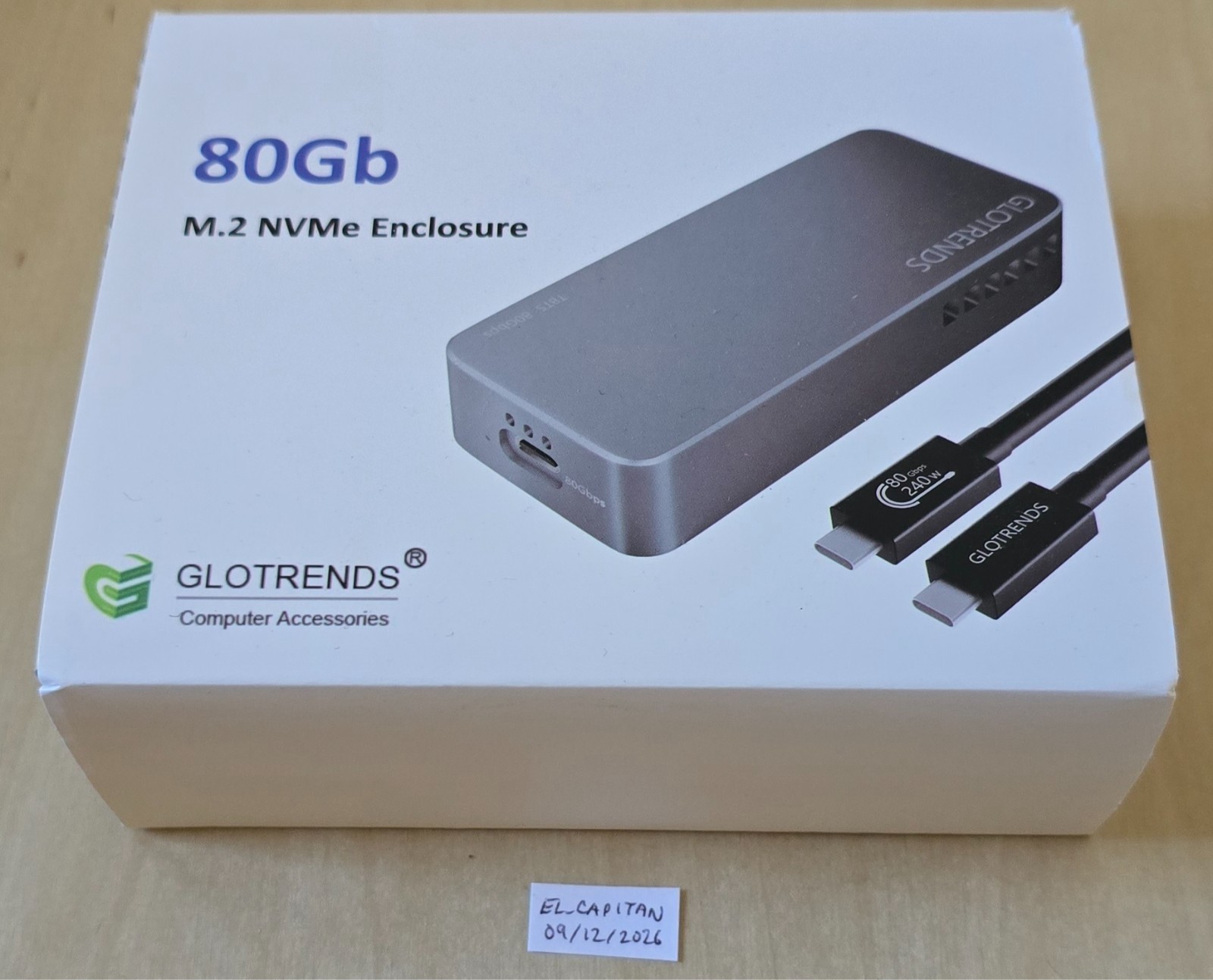 GLOTRENDS EM6001 80Gbps M.2 NVMe SSD Enclosure (JHL9480 B2 Controller)