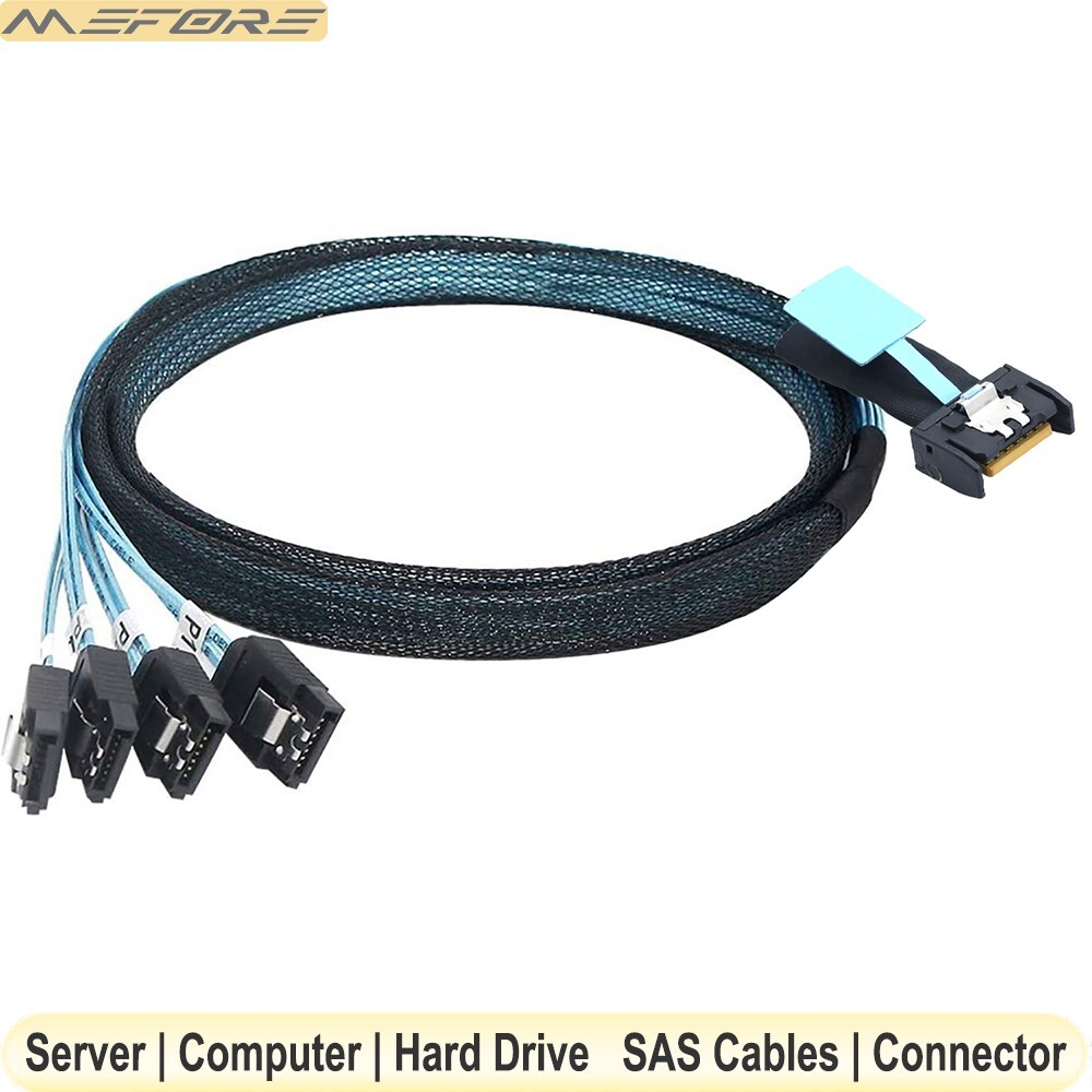 PCI-E 5.0 Slimline SAS MCIO 4X SFF-8654 4I 38Pin to 4 Ports SATA 7P Server Cable