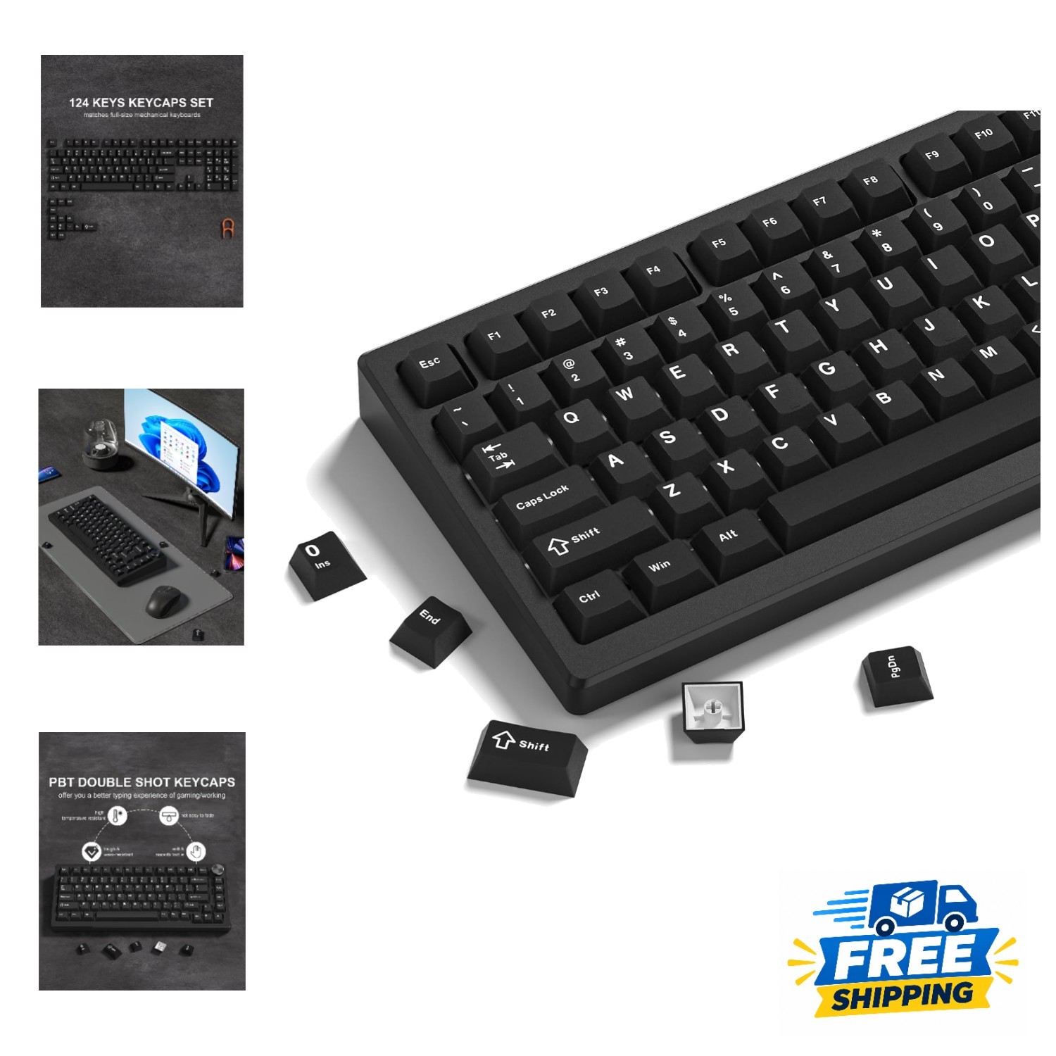 Womier Custom PBT 138 Keys Keycap Set with Keycap Puller - Cherry Profile Design