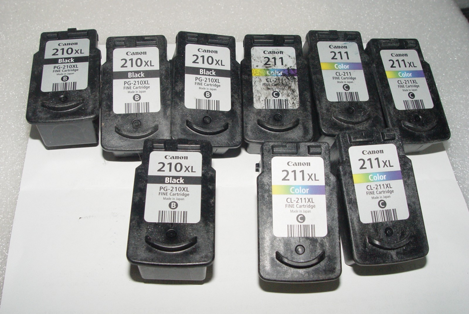 Lot of 9 Empty Canon 210XL 211XL Ink Cartridges - Virgin Never Refilled OEM