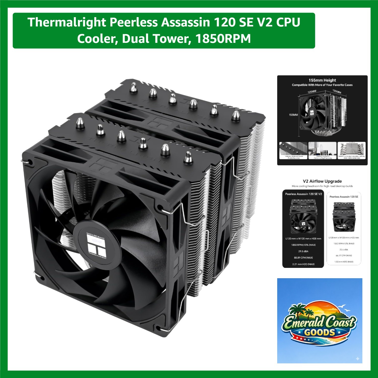 CPU Cooler, Dual Tower, 1850RPM