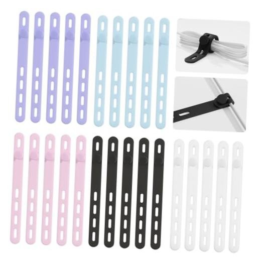25Pack Silicone Cable Ties,Reusable Cord Organizer for Bundling Colorful