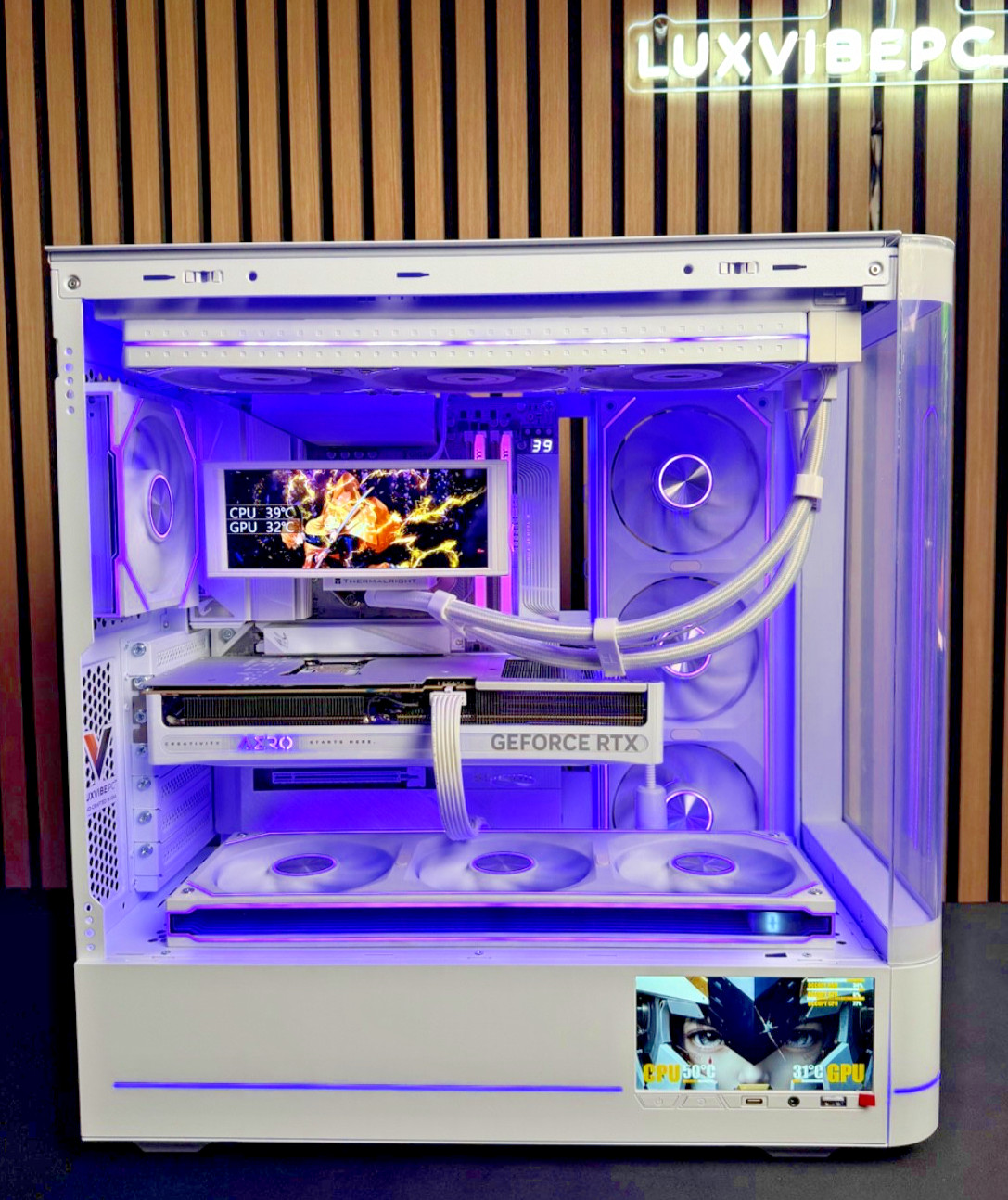 White Gaming PC Ryzen 7 9800X3D RTX 5070 Ti 32GB DDR5 2TB LCD AORUS ICE