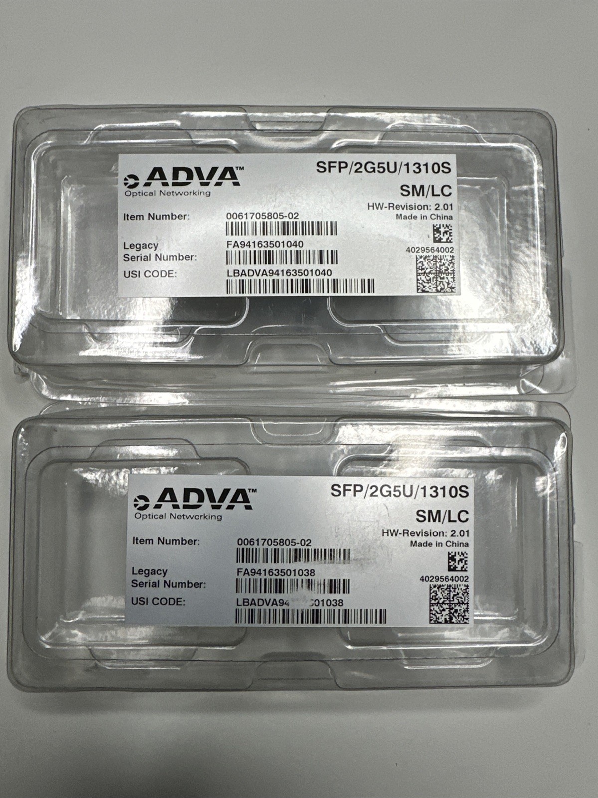 ADVA SFP/2G5U/1310S SM/LC 0061705805-02 Multirate Singlemode Transceiver Lot 2