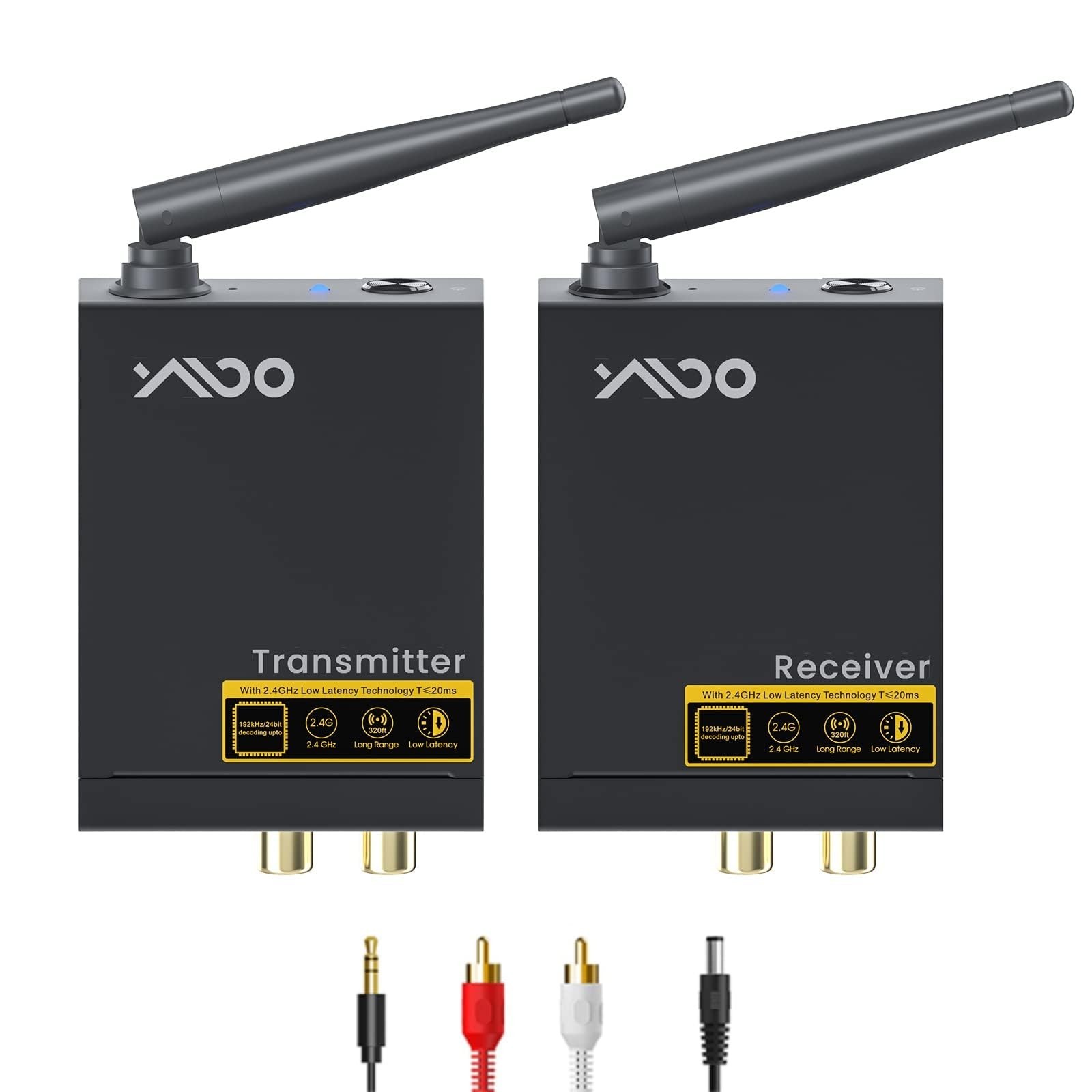 YMOO 2.4Ghz Wireless Audio Transmitter Receiver,192kHz/24bit HiFi Audio,20ms ...