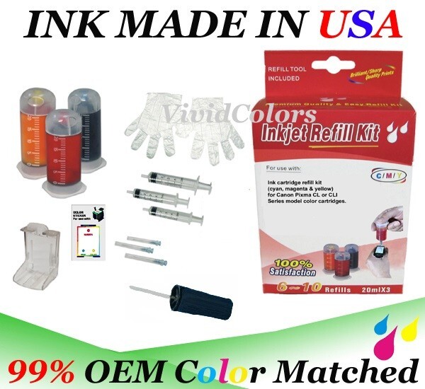 Tri-Color Refill tool kit box for Canon CL276 CL-276XL ink cartridges CL 276-CMY