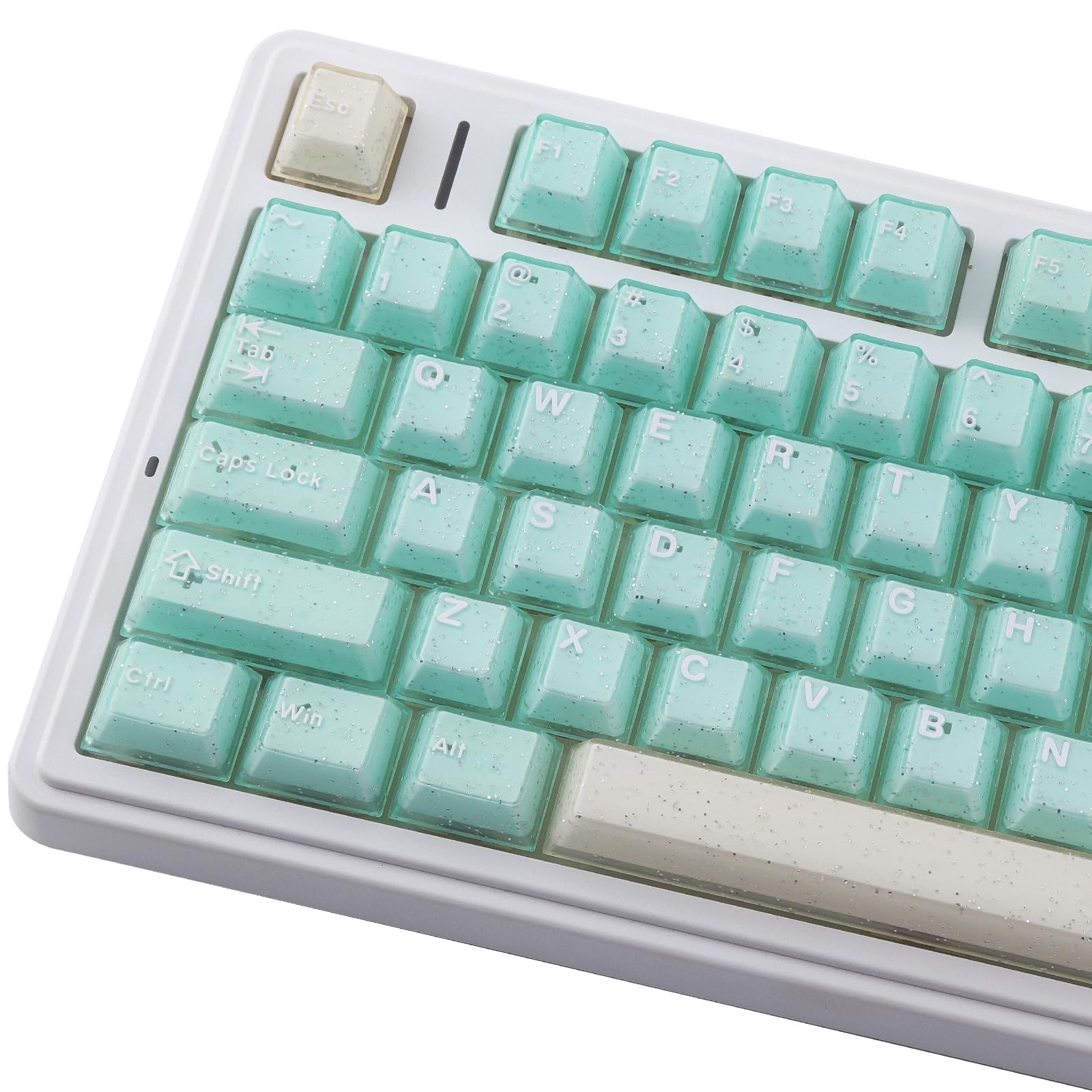 166 PCS PBT Keycaps Translucent Green Crystal Jelly Shine Through Cherry Style