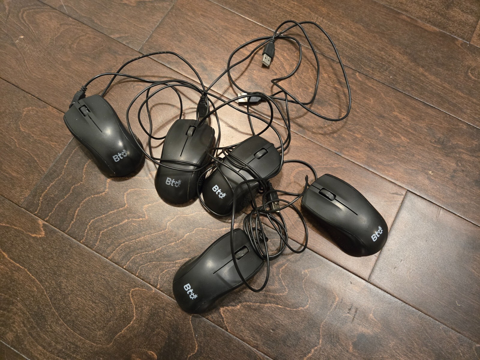 Lot of 5 BTO M309 Wired optical 2 button mouse mice 
