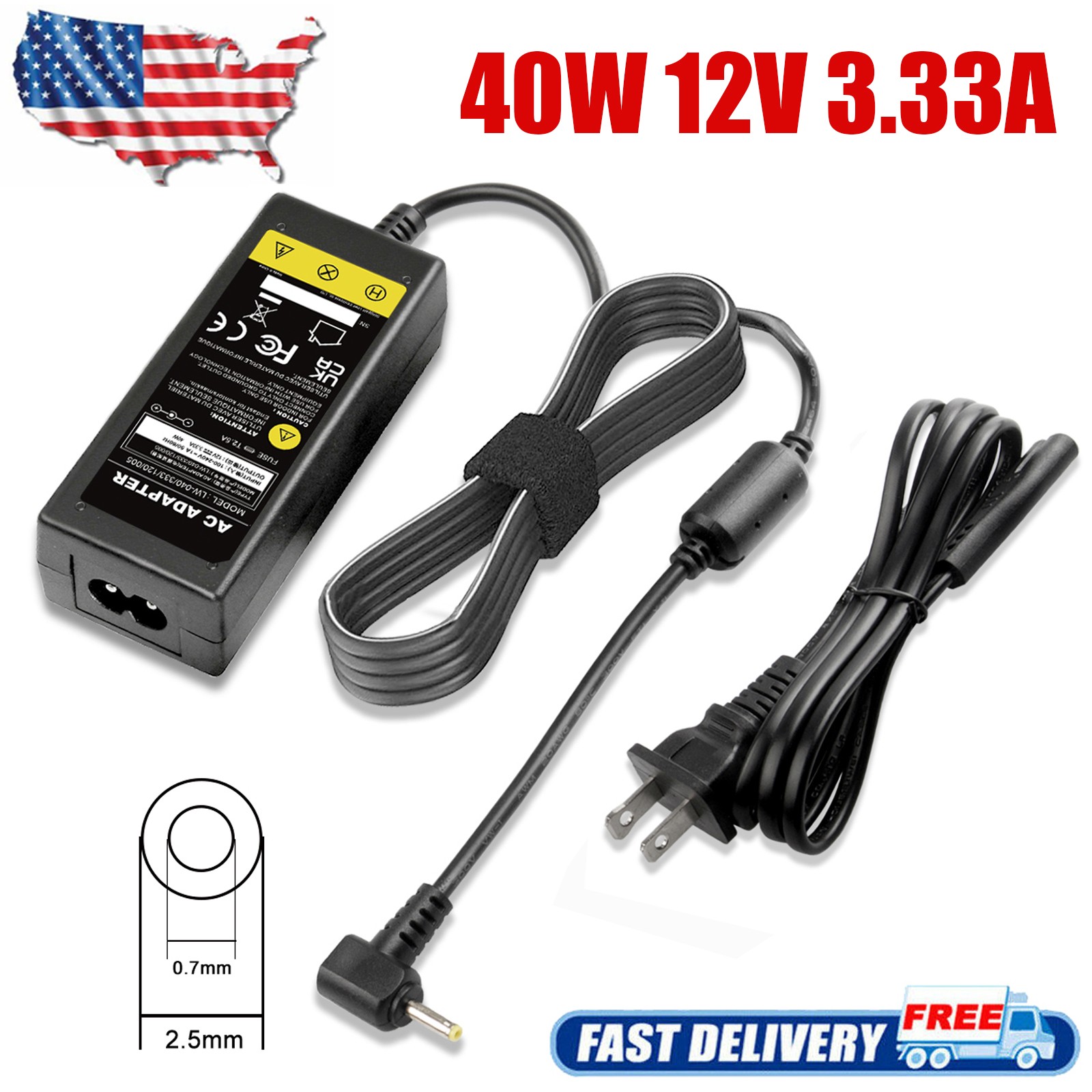 40W 12V 3.33A AC Laptop Charger for Samsung Chrome/ATIV Book, Notebook Adapter