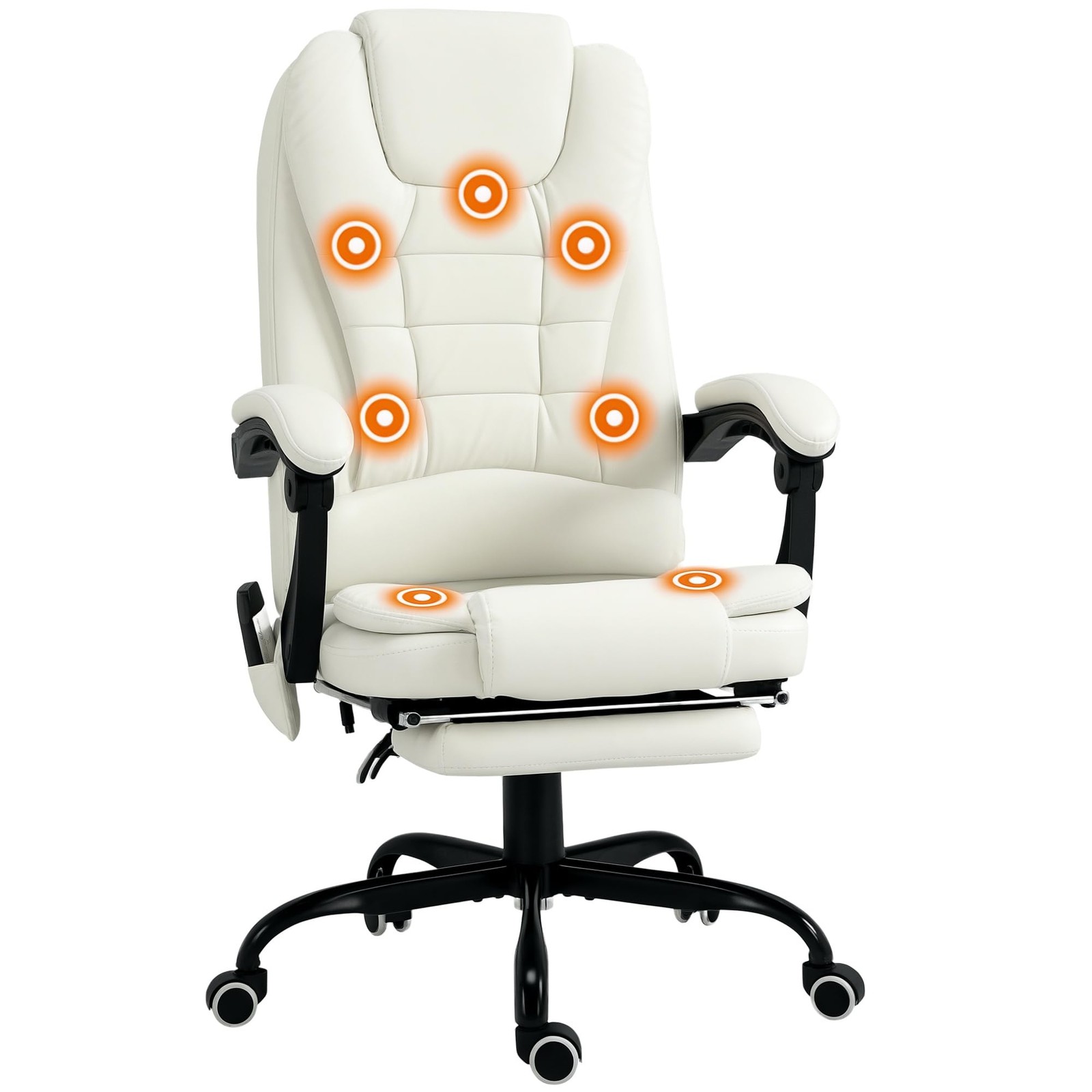 Office Chair 7 Point Vibrating Massage High Back White 921-342V81WT Vinsetto