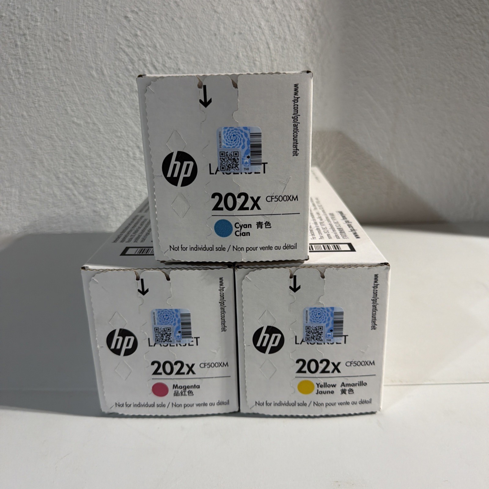 HP CF500XM 202X Toner Tri-Pack Cyan Magenta Yellow CMY OEM - Brand New Sealed