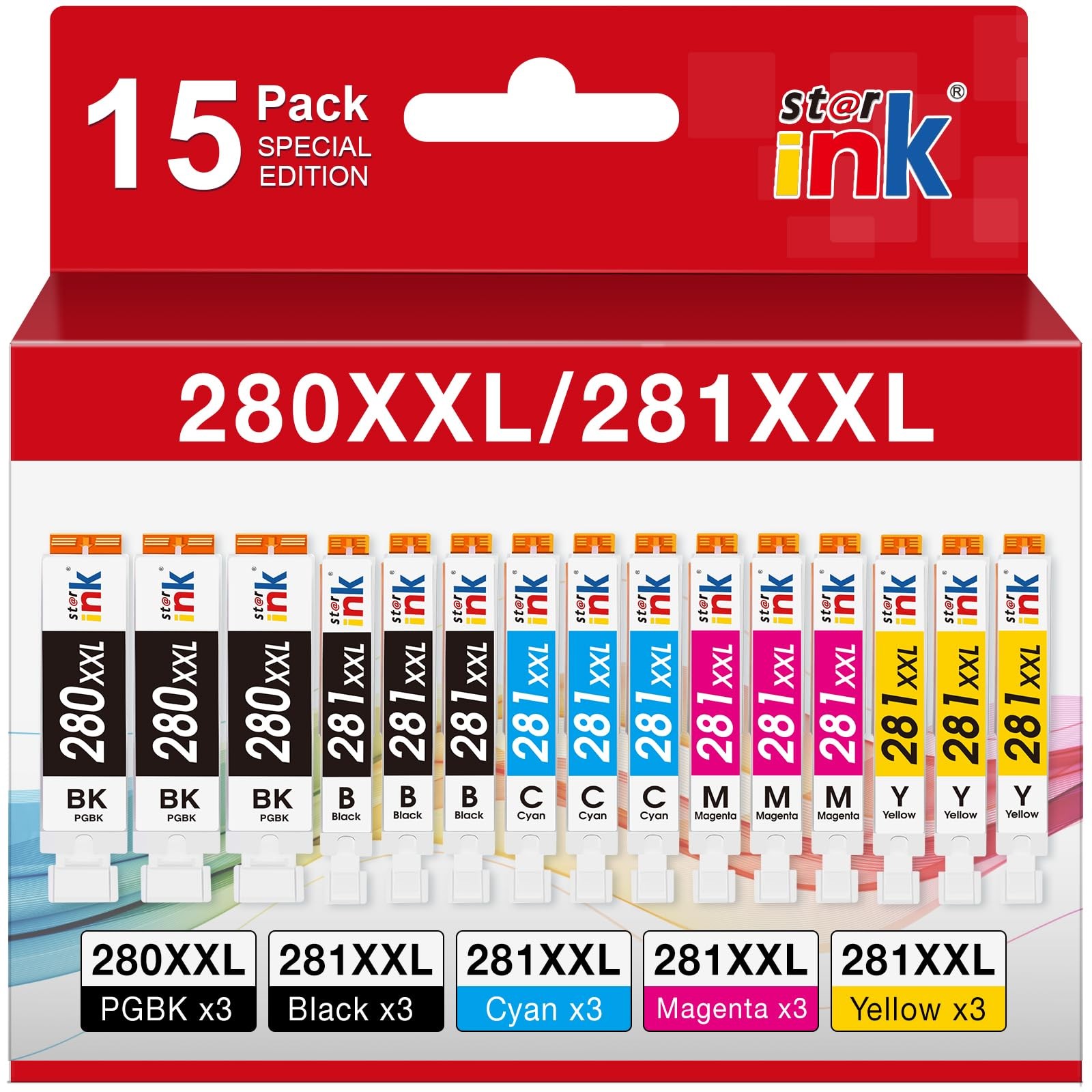 15 Pack PGI-280XXL/CLI-281XXL Replacement for Canon 280 281 Ink cartridges