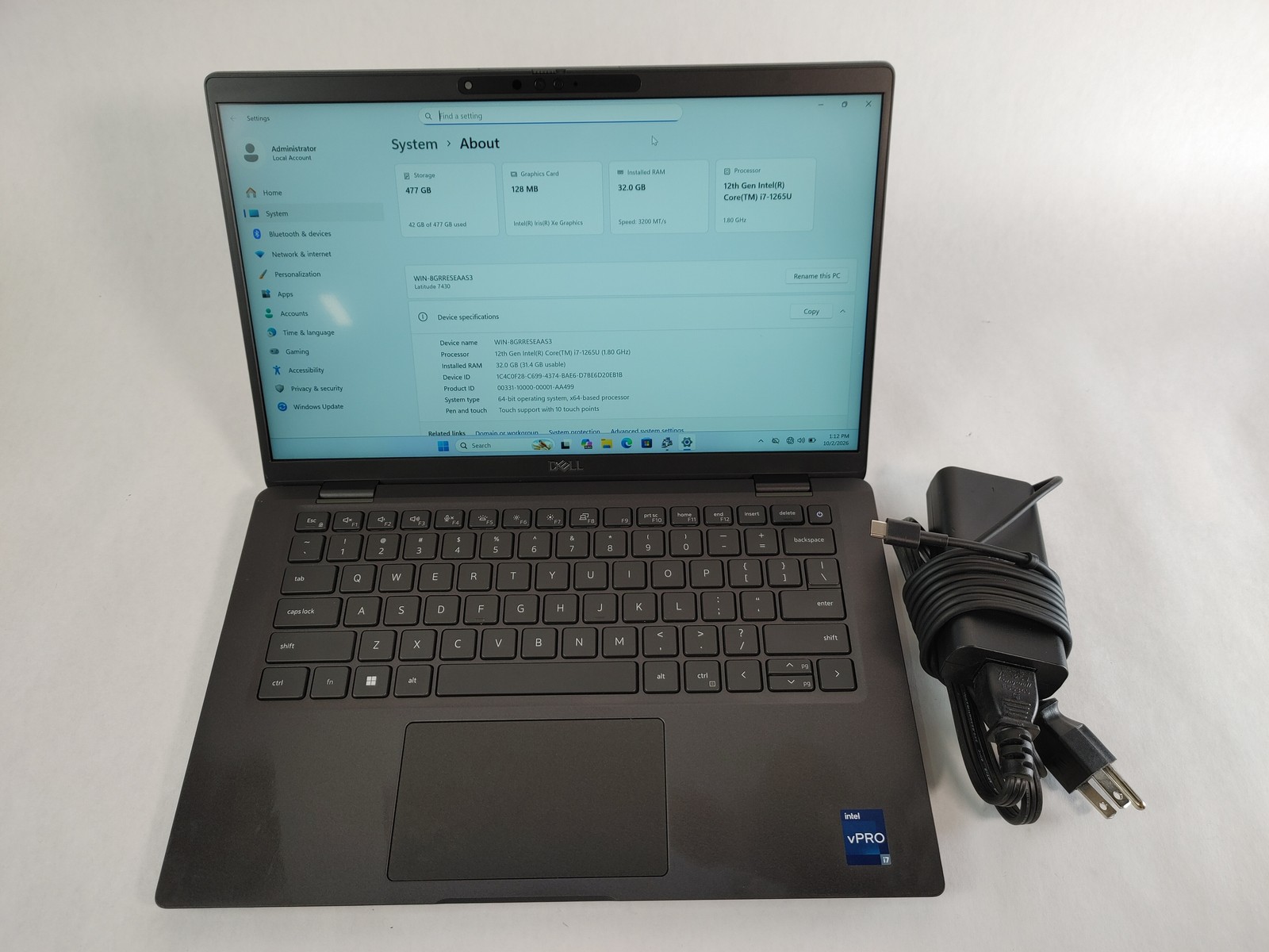Dell Latitude 7430 Core i7-1265U 1.80 GHz 32 GB DDR4 512 GB NVMe Windows 11 Pro