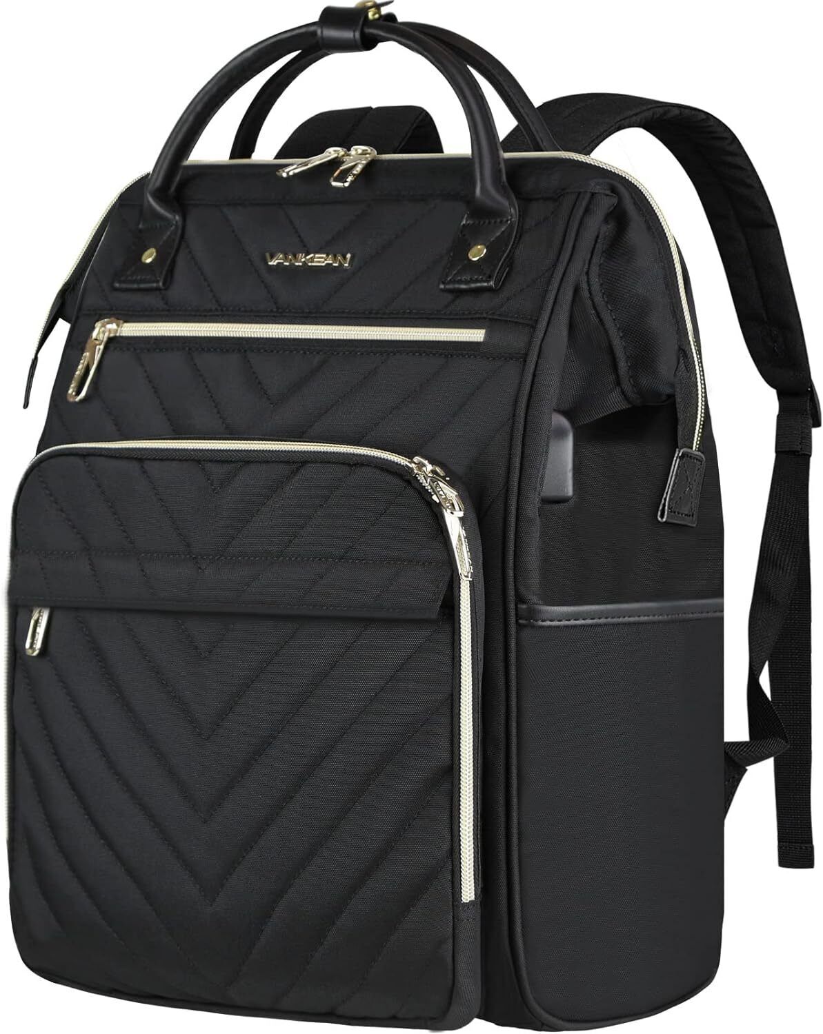 VANKEAN 17 Inch Laptop Backpack for Women Men 17.3 inch, Quilted Black 