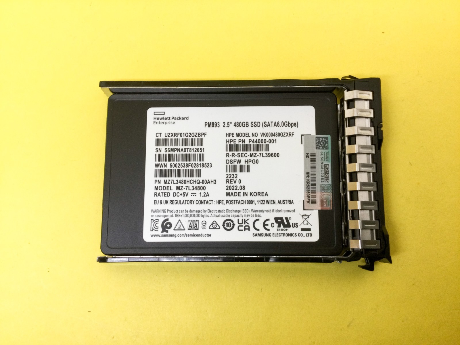 P44007-B21 HPE 480GB SATA 6G READ INTENSIVE SFF BC PM893 SSD P46052-001