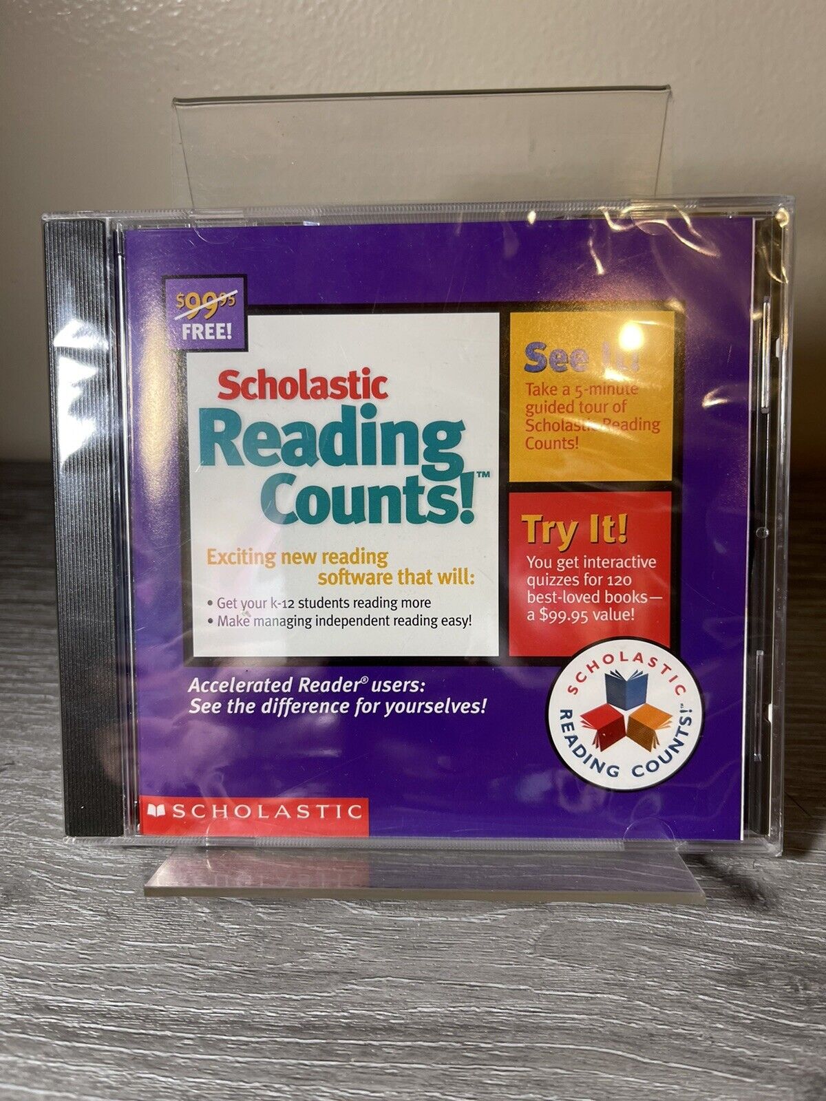 Scholastic Reading Counts Introductory Software Sampler PC CD-ROM Vtg New