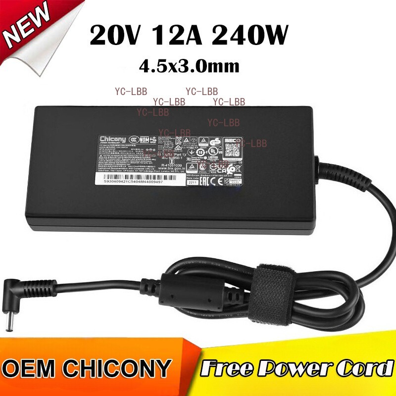 GENUINE 20V 12A 240W MSI Katana 12UGS MS-1583 AC Adapter Charger + Cable