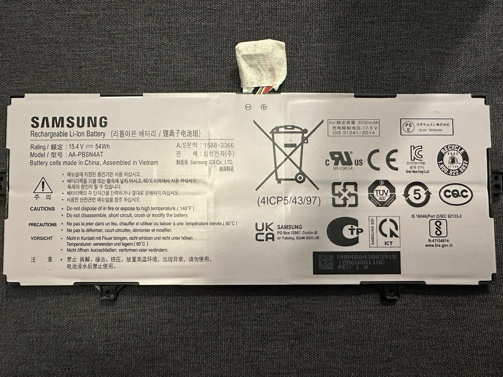 SAMSUNG LI-ION BATTERY AA-PBSN4AT 3530mAh 15.4V