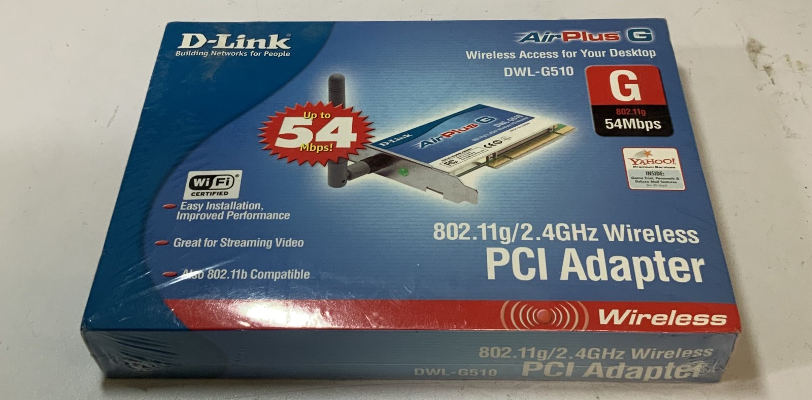D-Link AirPlus G DWL-G510 802.11g/2.4GHz 54Mbps Wireless PCI Adapter Card "I4A"