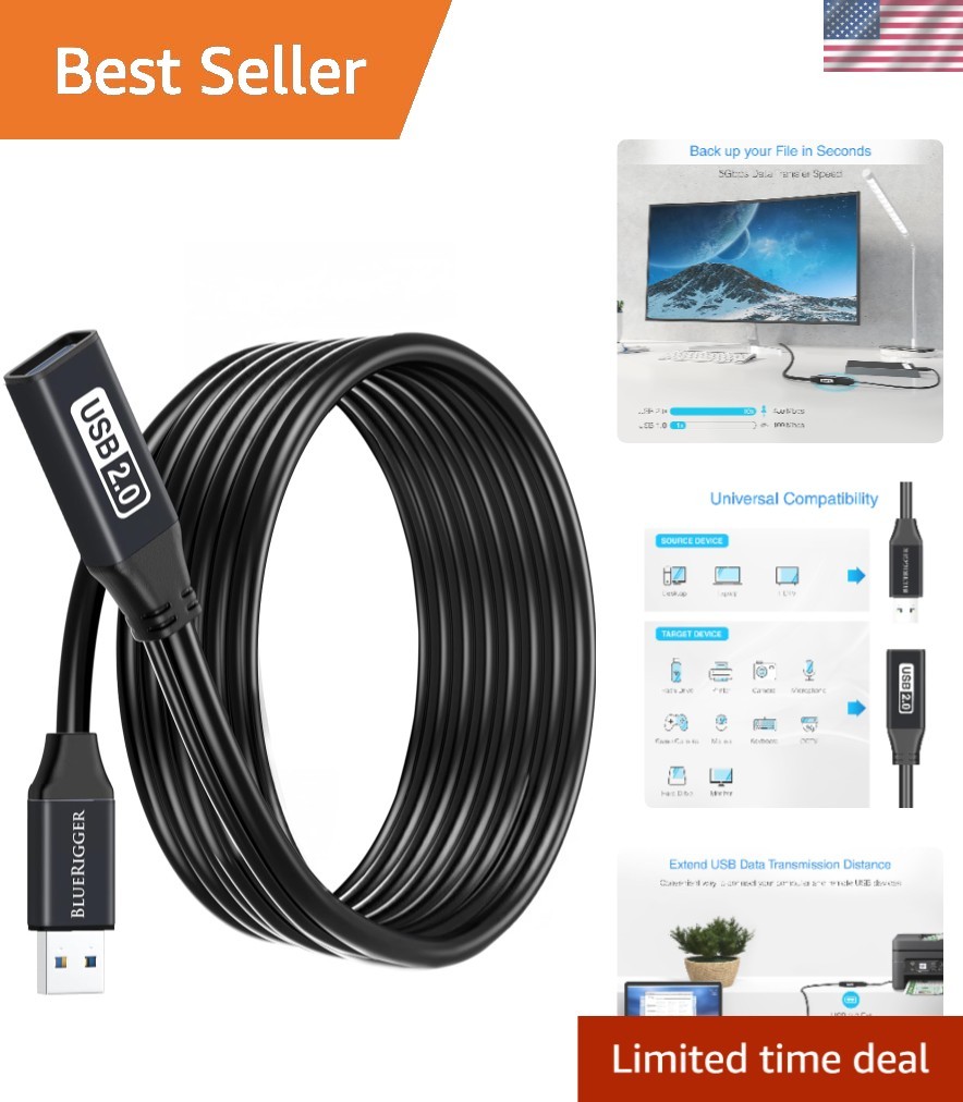 Active 2.0 32FT USB Extender - Lightweight & Versatile for Gaming and More