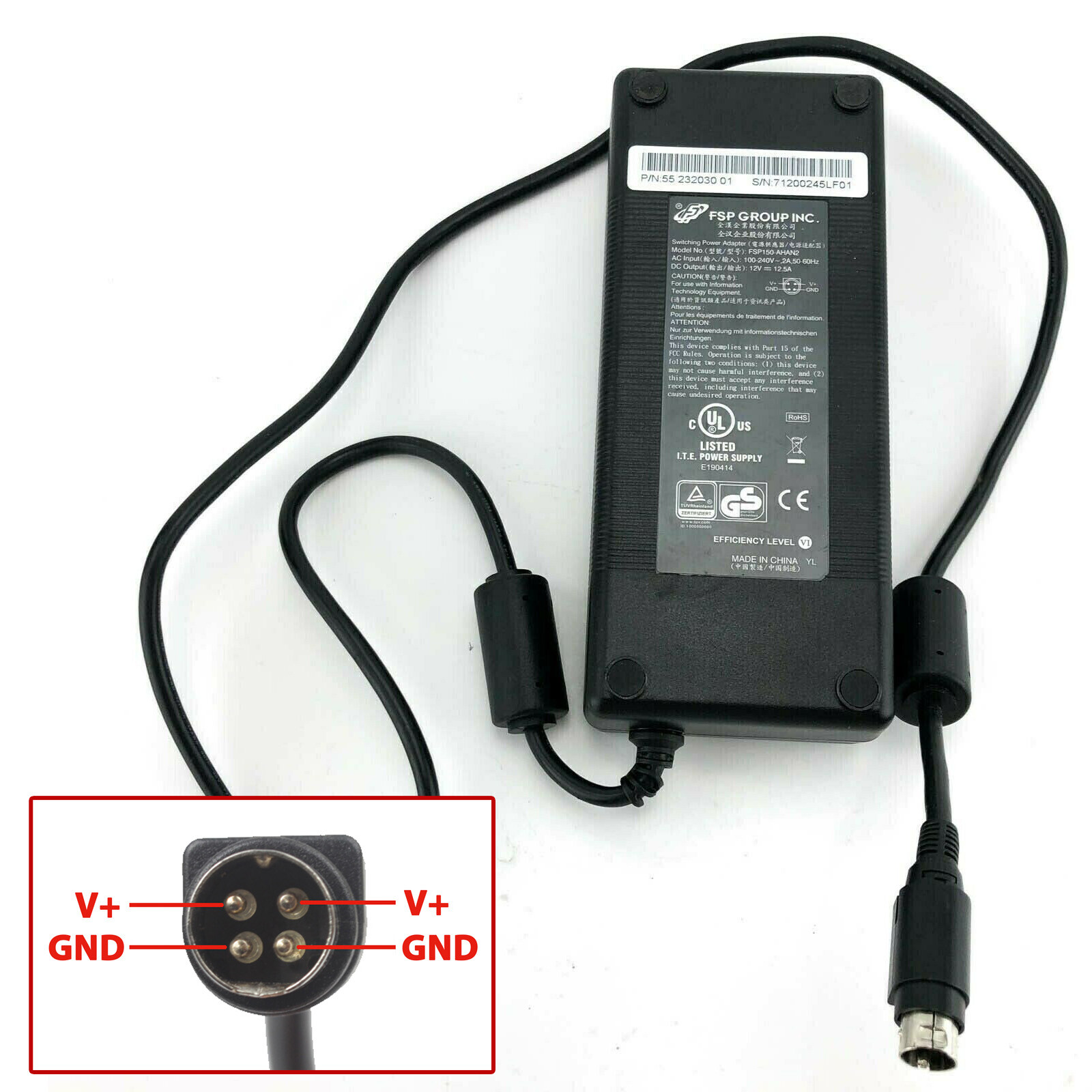 Genuine FSP FSP150-AHAN2 AC/DC Switching Power Adapter 150W 12V 12.5A OEM n/PC