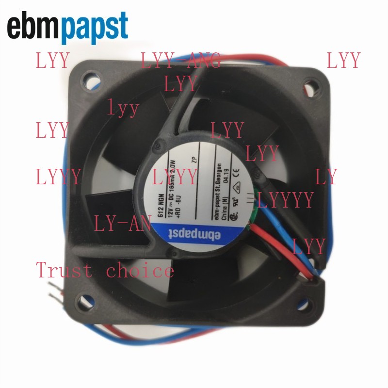 612NGN Axial Fan DC 12V 2.0W 165mA 60*60*25MM 2-wires Cooling Fan