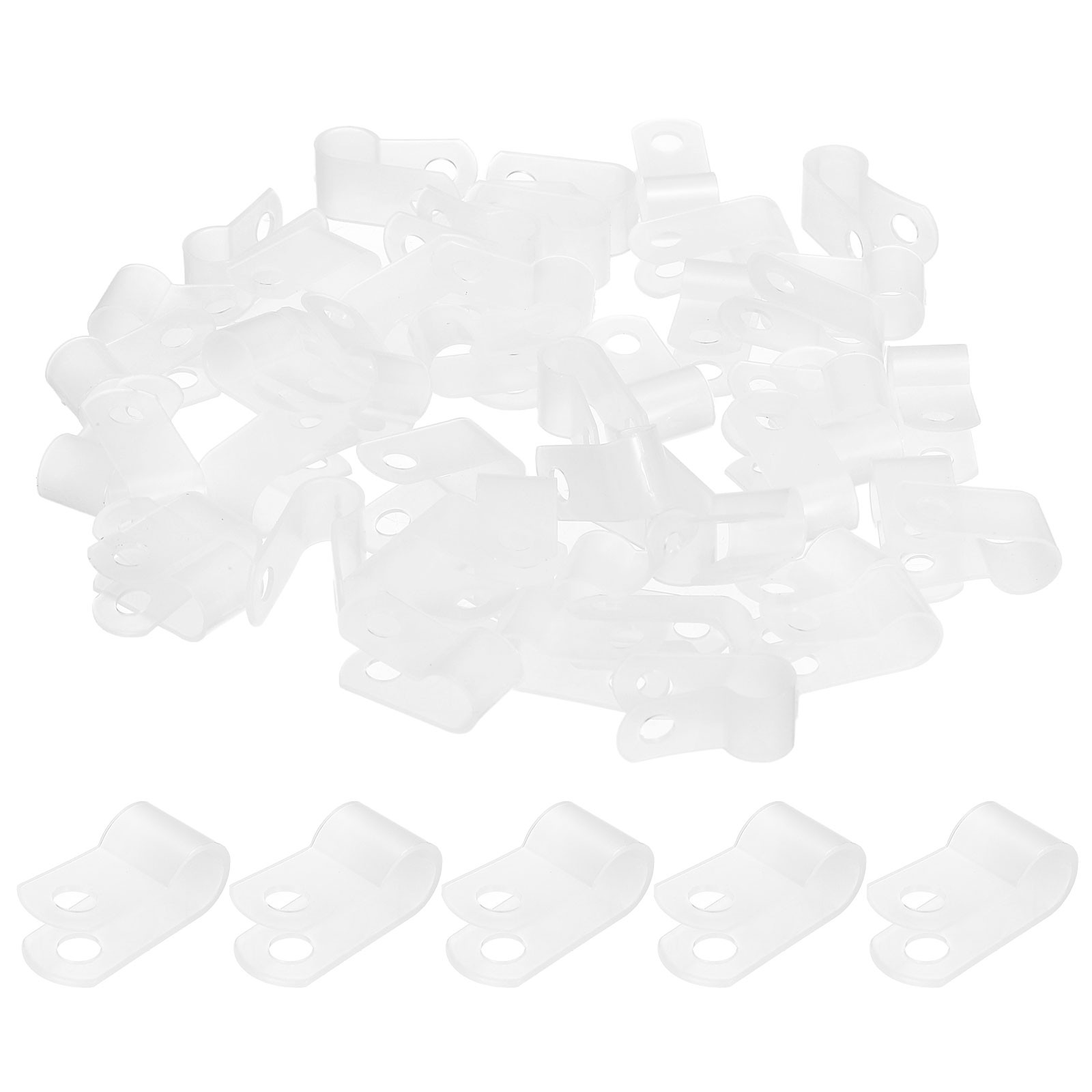 Nylon Plastic Cable Clamps 1/4 Inch, 50 Pcs R-Type Cable Clips, White