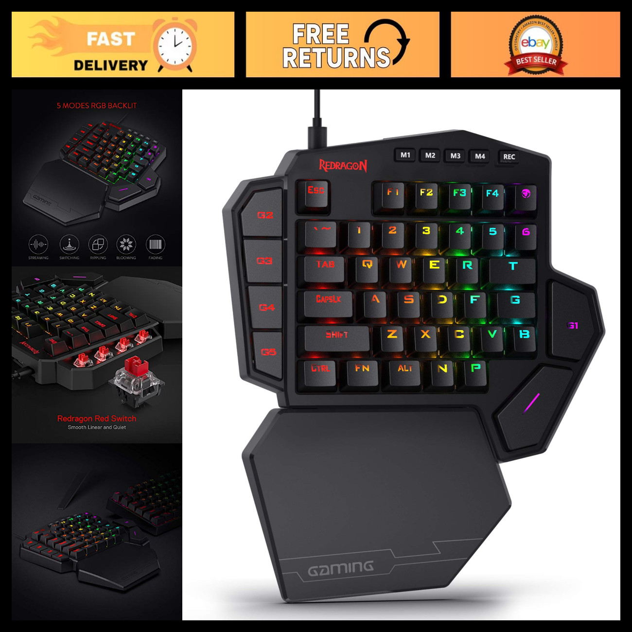 Wired One-Handed RGB Gaming Keypad - Tactical 42-Key Layout for PC Gamers