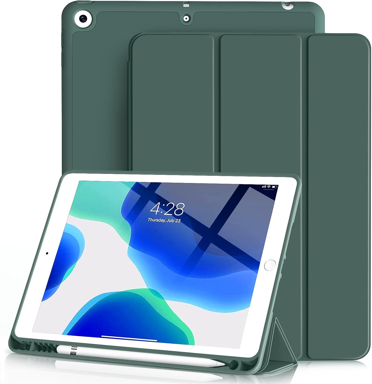 iPad 9th/8th/7th Gen Case 10.2" 2021/2020/2019, Light Green Smart Stand with Pen