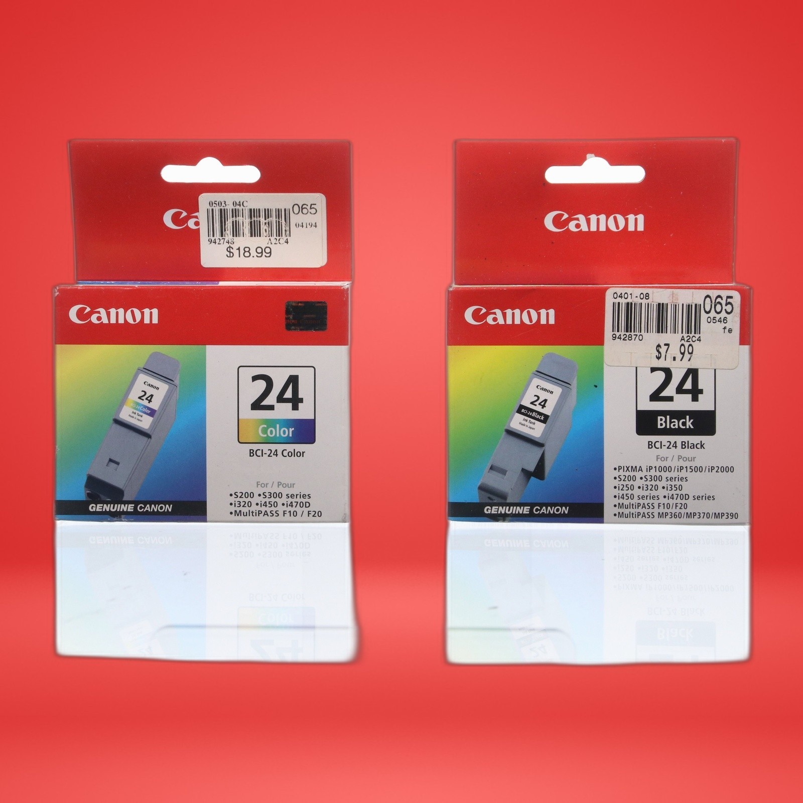 Lot of 4 Canon Genuine BCI-24 BLACK Ink Cartridge 24 Black